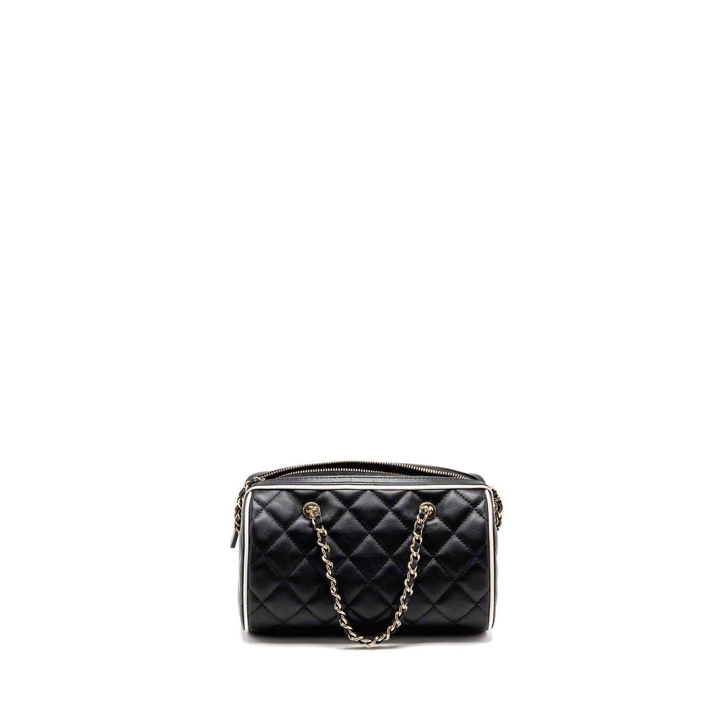 Chanel 25P Quilted Bowling Lambskin LGHW Microchip Black Handbag