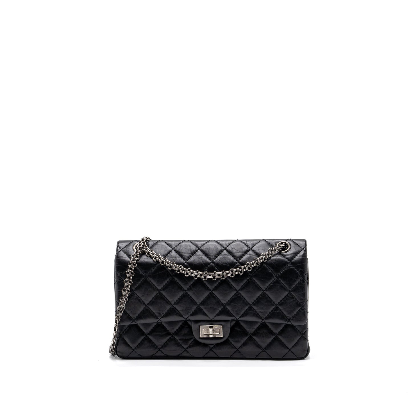 Chanel 2.55 226 Reissue Flap Aged Calfskin Black Shoulder Bag Ruthenium Hardware
