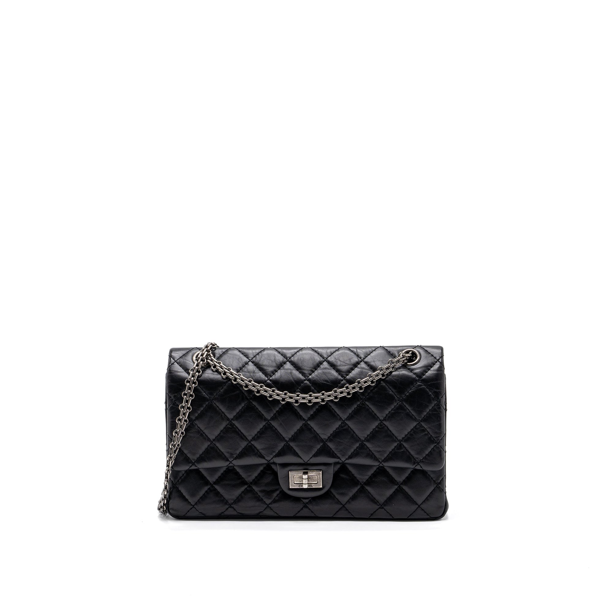 Chanel 2.55 226 Reissue Flap Aged Calfskin Black Shoulder Bag Ruthenium Hardware