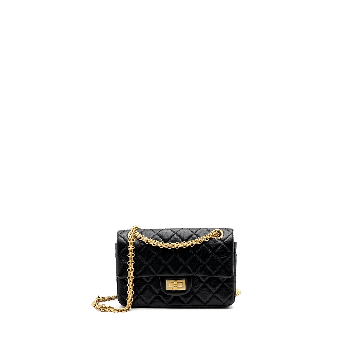 Chanel 2.55 Reissue Flap Aged Calfskin GHW Black Shoulder Bag Black Ghw