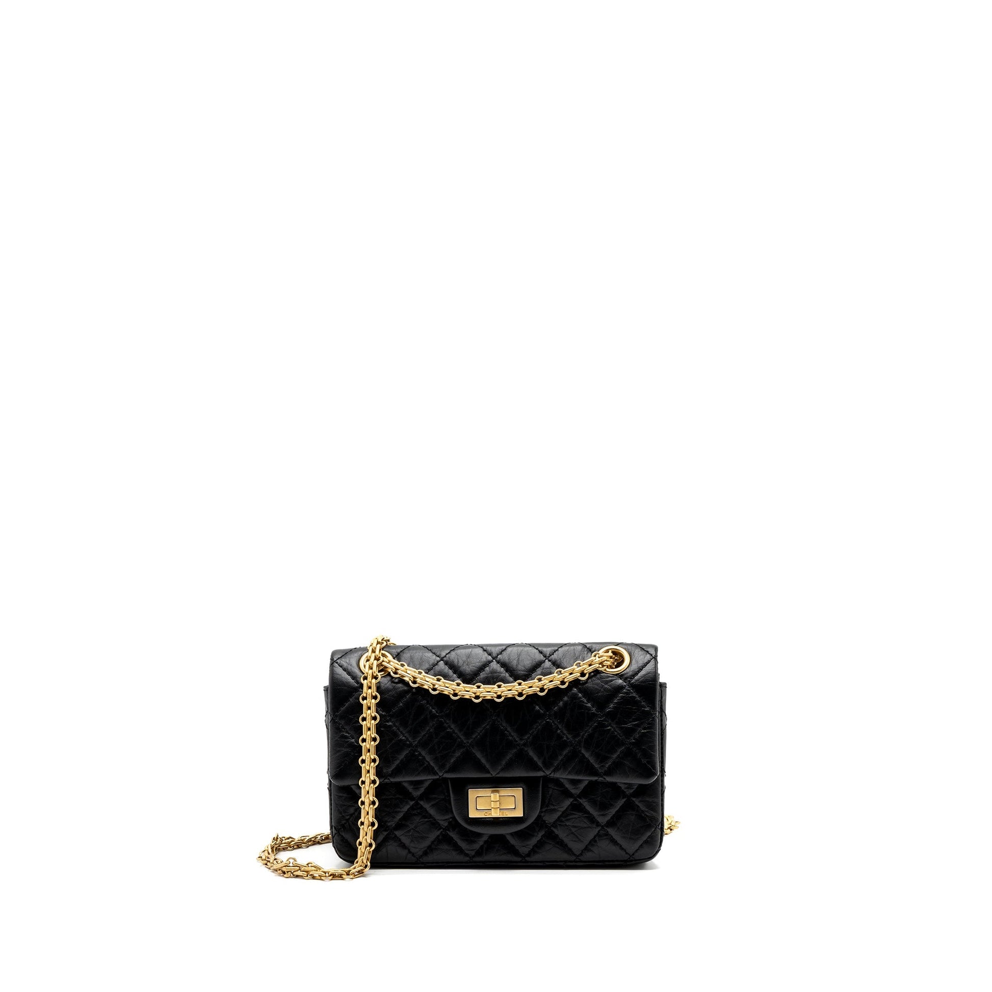 Chanel 2.55 Reissue Flap Aged Calfskin GHW Black Shoulder Bag Black Ghw