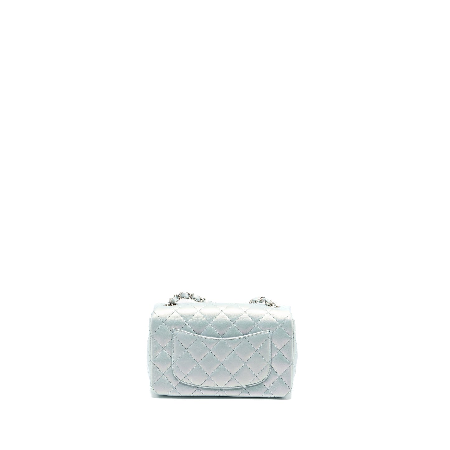 Chanel 21K rectangular flap calfskin iridescent light Blue Shoulder Bag Blue Shw