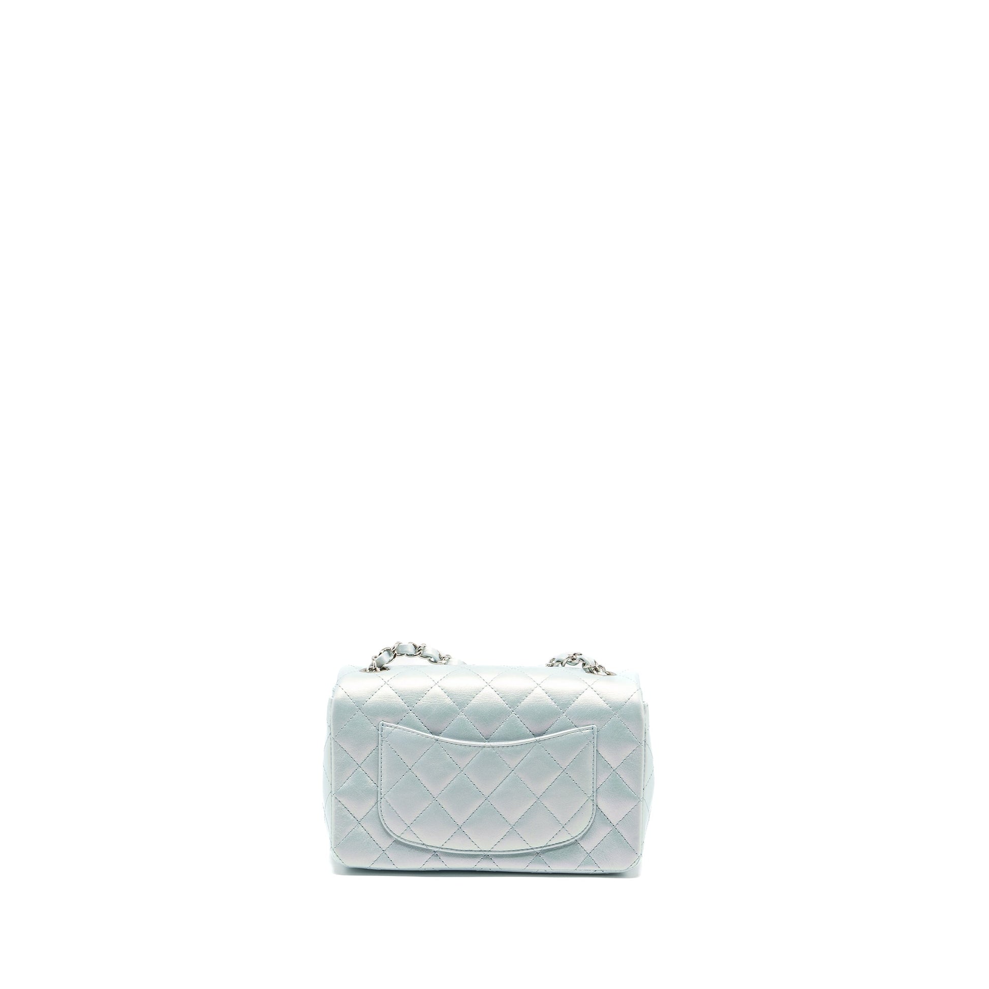 Chanel 21K rectangular flap calfskin iridescent light Blue Shoulder Bag Blue Shw