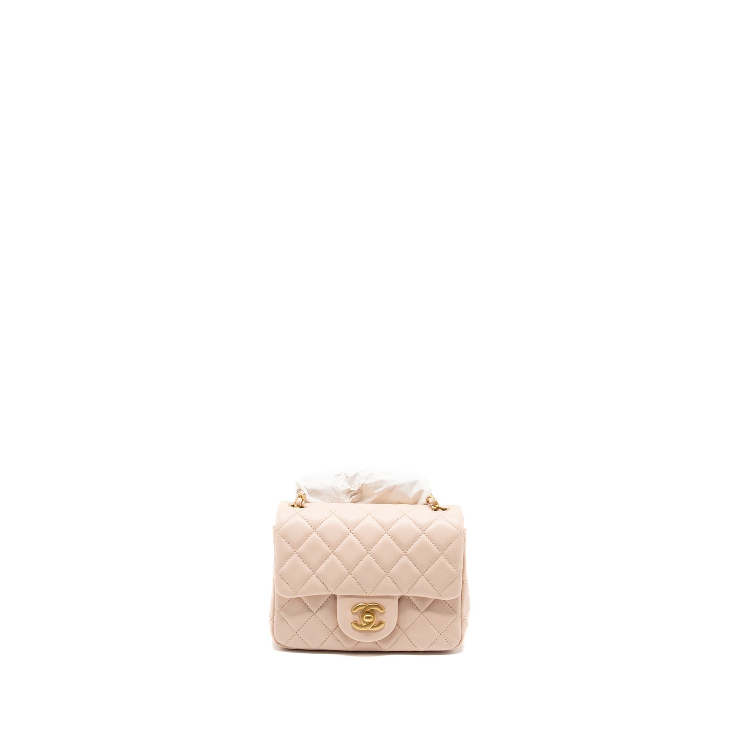 Chanel 22C pearl crush square flap lambskin Pink Shoulder Bag Microchip 1