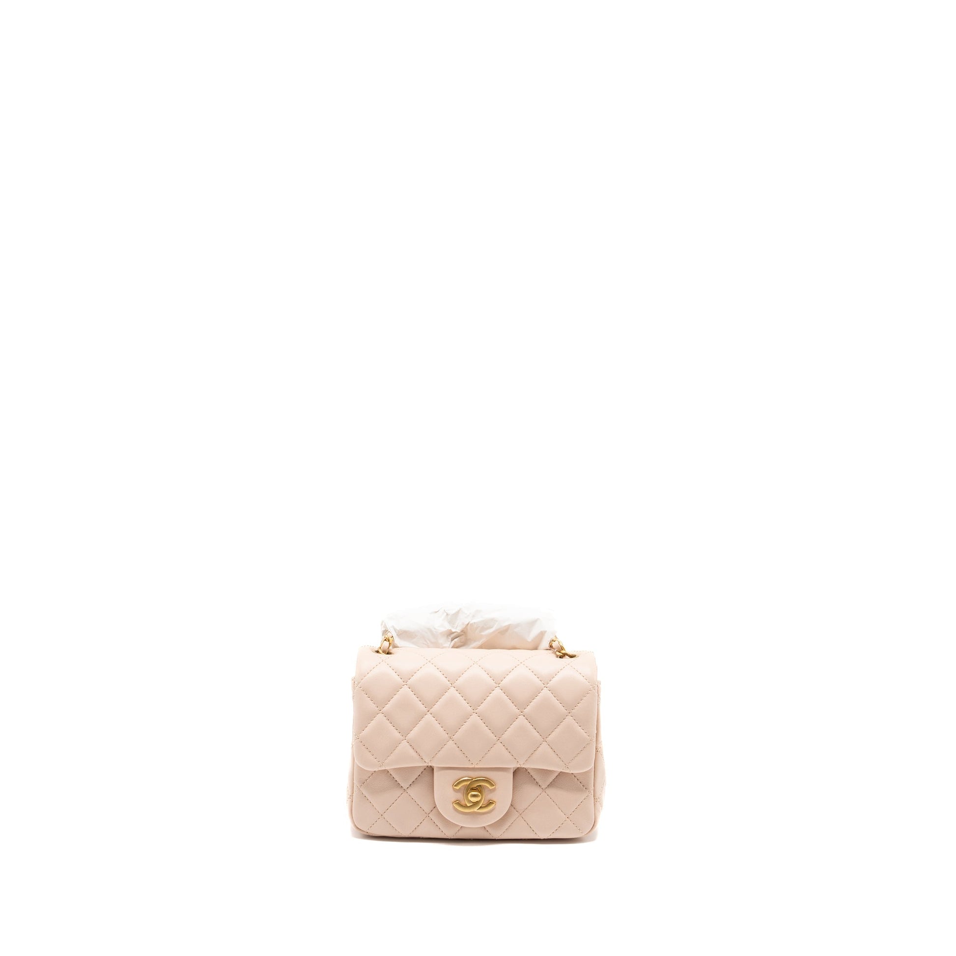 Chanel 22C pearl crush square flap lambskin Pink Shoulder Bag Microchip 1
