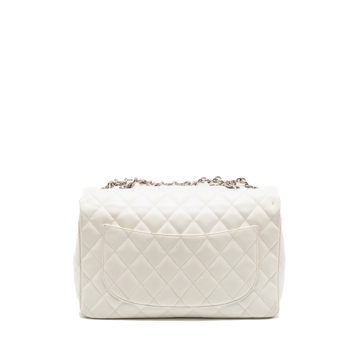 Chanel Jumbo Classic Single Flap Caviar SHW White Shoulder Bag