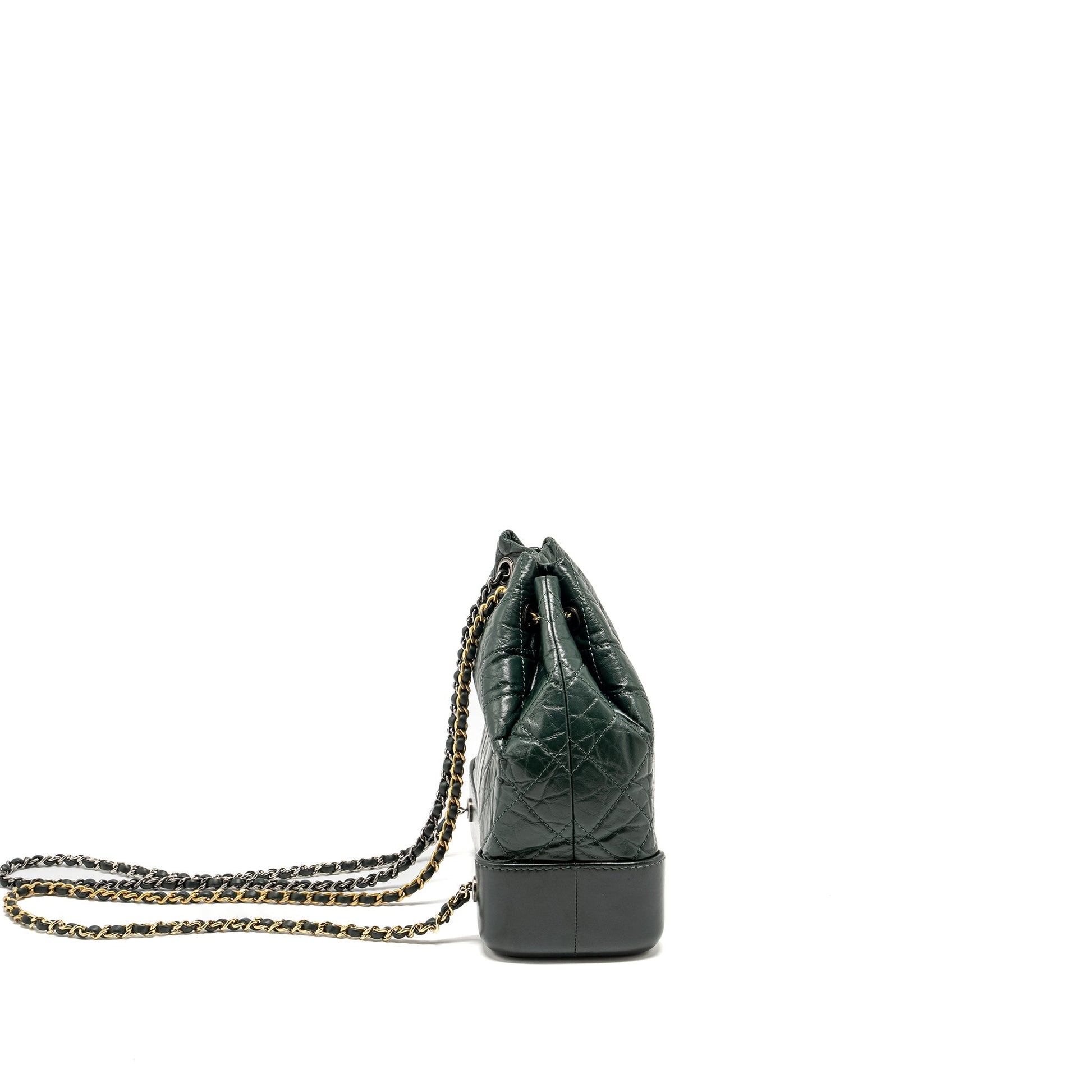 Chanel Gabrielle backpack aged calfskin dark hardware Multicolor Green Small