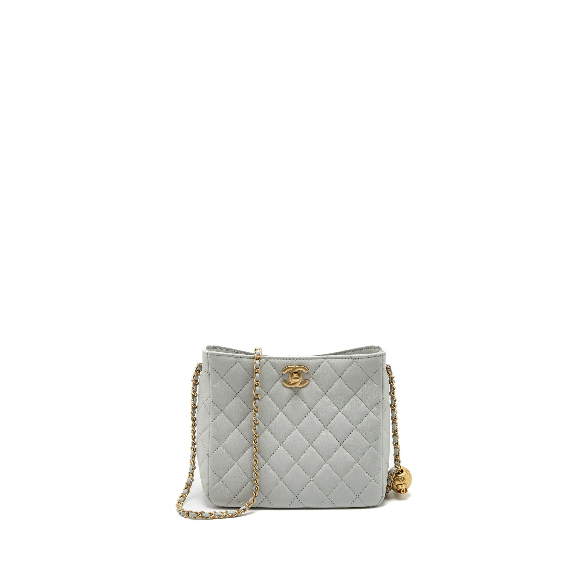 Chanel Pearl Crush Hobo Lambskin Light Brushed Grey Shoulder Bag