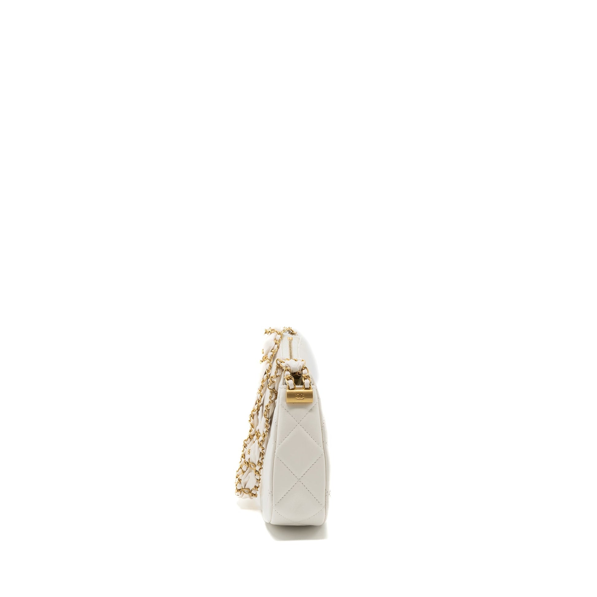 Chanel 23k Hobo Calfskin GHW microchip White Shoulder Bag Microchip 1