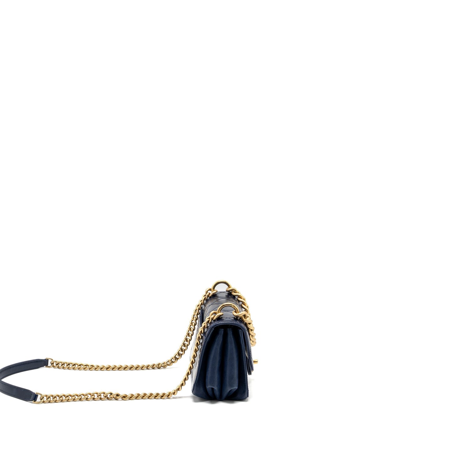 Chanel Quilted flap handle calfskin dark GHW Blue Shoulder Bag