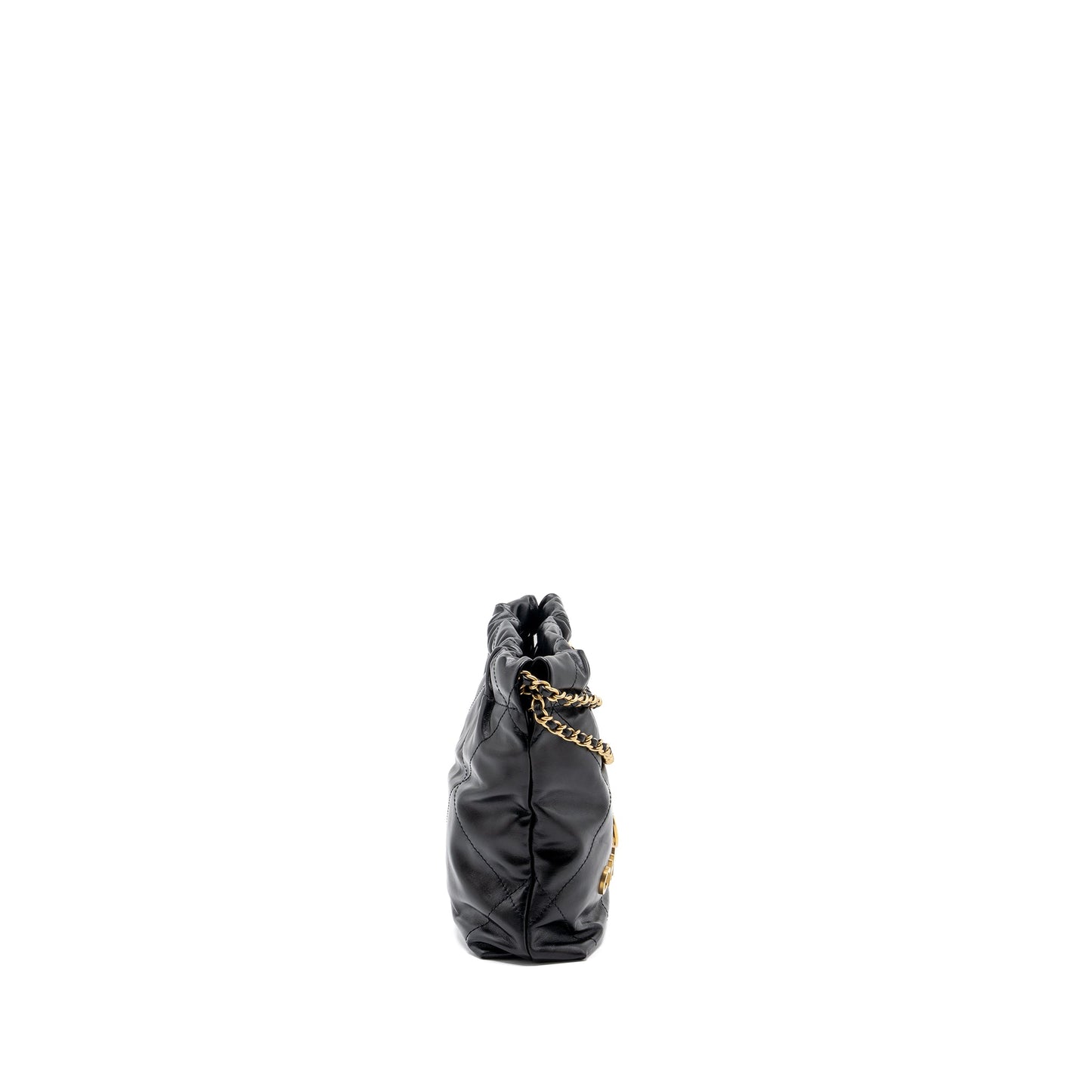Chanel 22 Shiny Calfskin GHW Microchip Black Mini Bag Black Ghwmicrochip