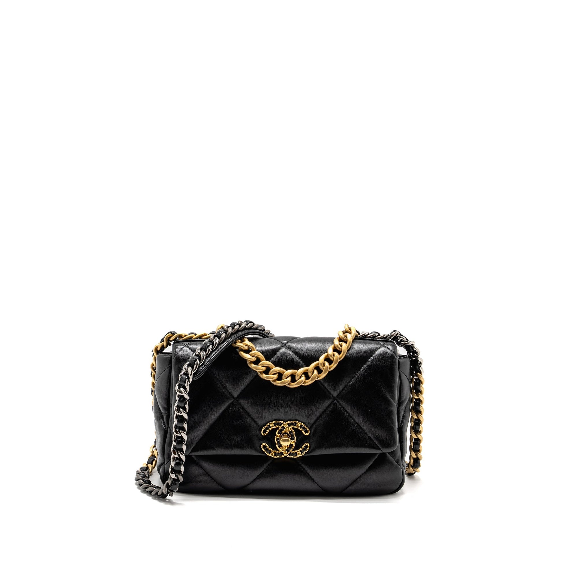 Chanel 19 Lambskin GHW microchip Black Small Handbag Black Ghwmicrochip