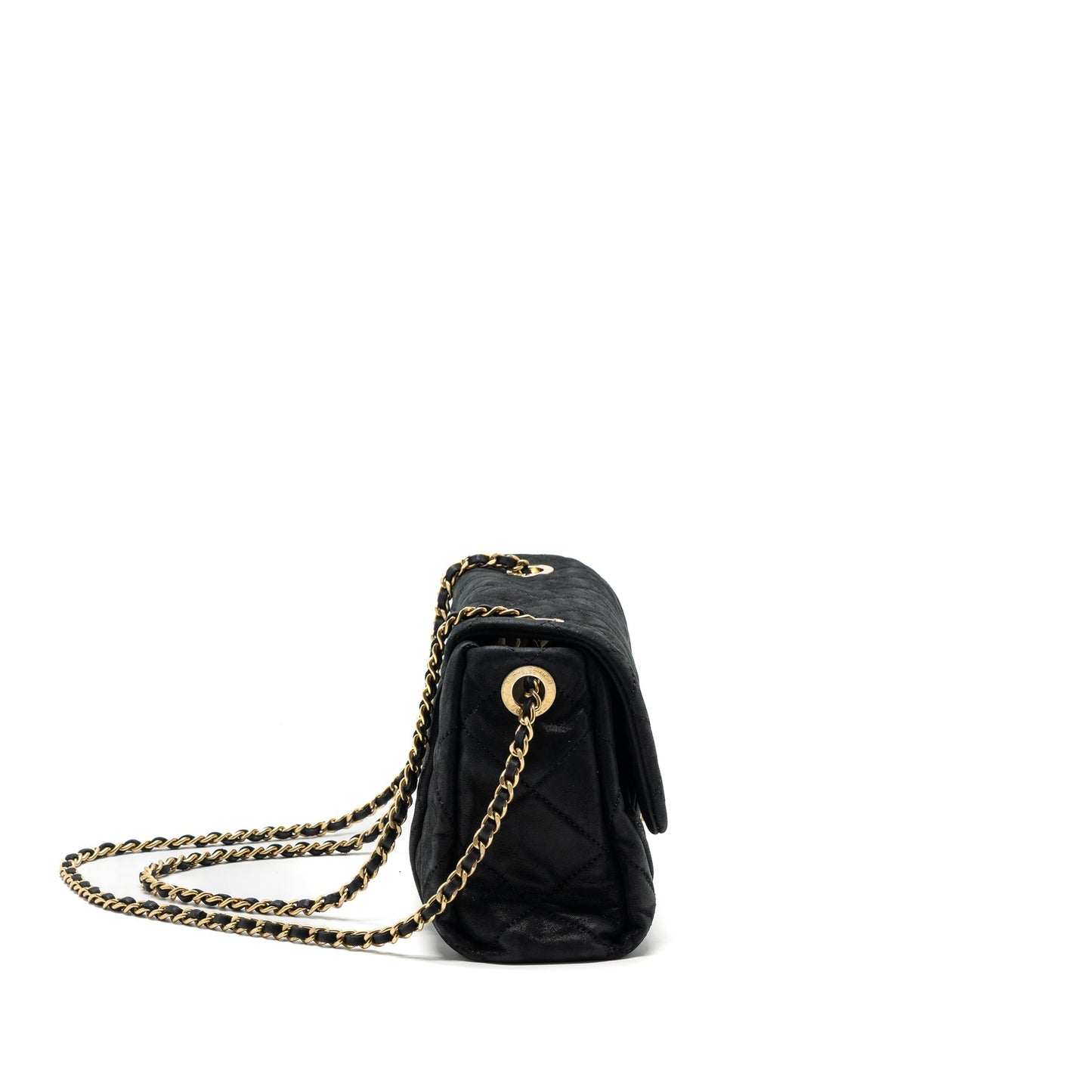 Chanel quilted seasonal flap Calfskin Iridescent GHW Black Shoulder Bag