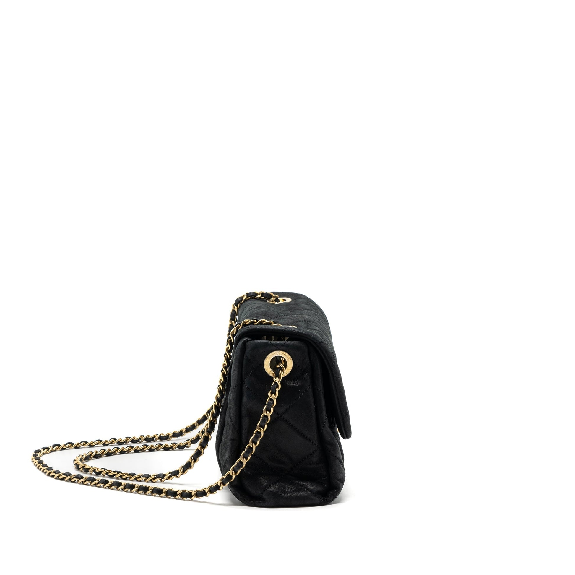 Chanel quilted seasonal flap Calfskin Iridescent GHW Black Shoulder Bag