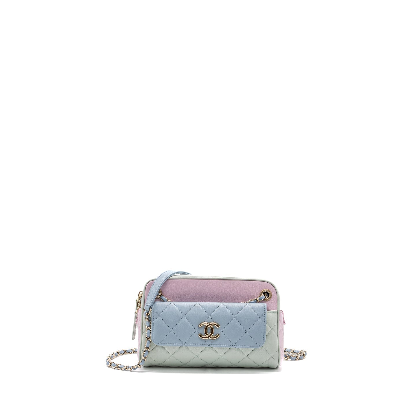 Chanel camera goatskin LGHW Multicolor Blue Green Pink Small Crossbody Bag