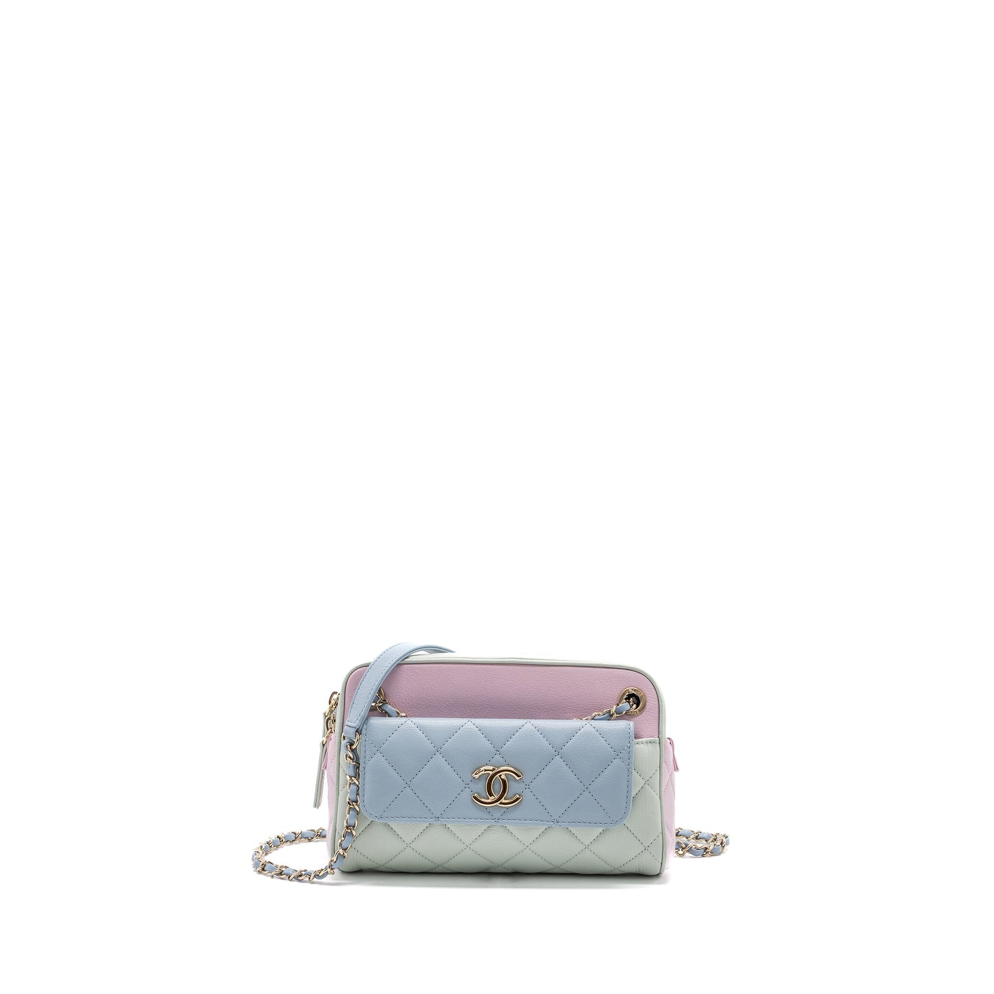 Chanel camera goatskin LGHW Multicolor Blue Green Pink Small Crossbody Bag