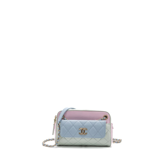 Chanel camera goatskin LGHW Multicolor Blue Green Pink Small Crossbody Bag