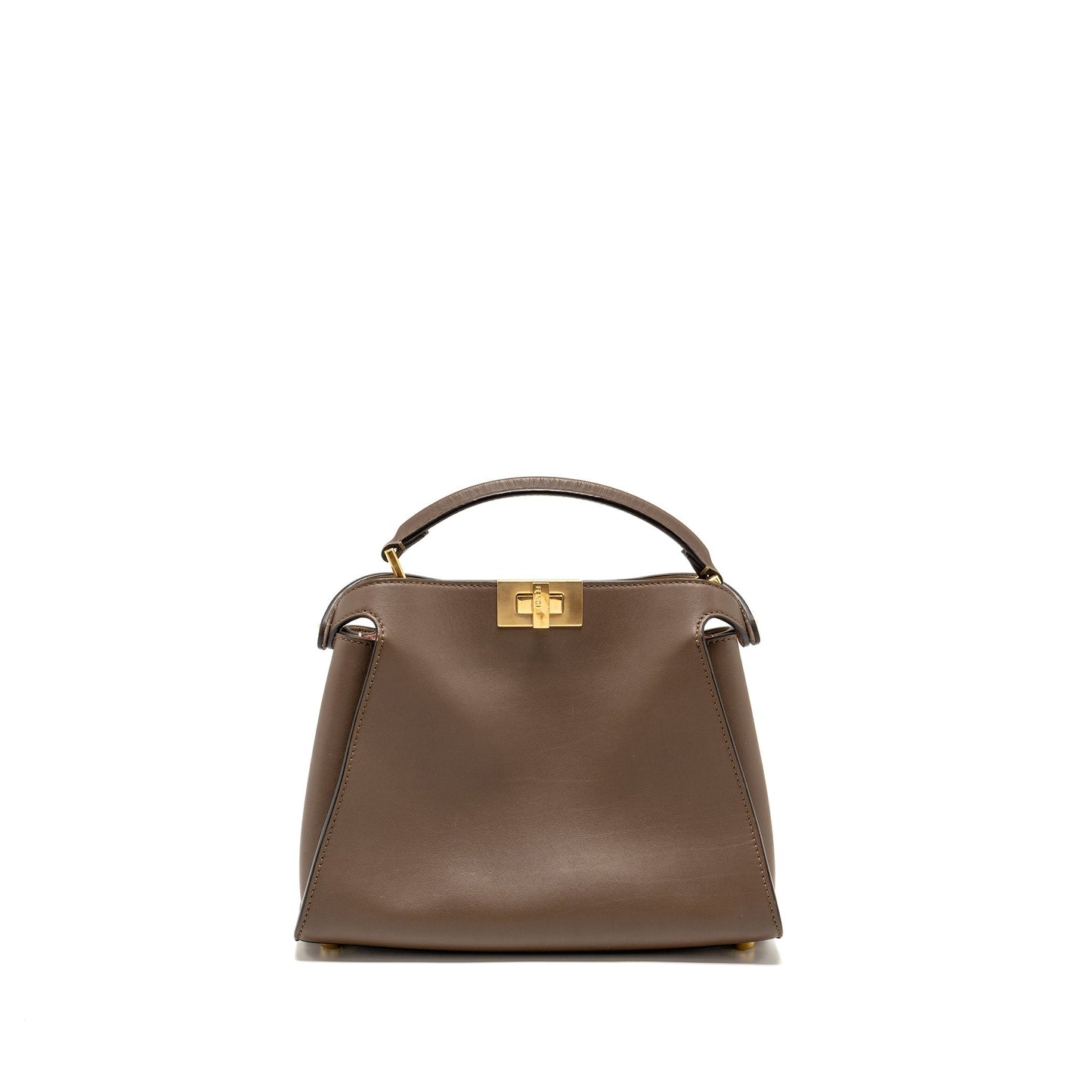 Fendi Peekaboo Iconic Purse Calfskin Brown Small Travel Bag