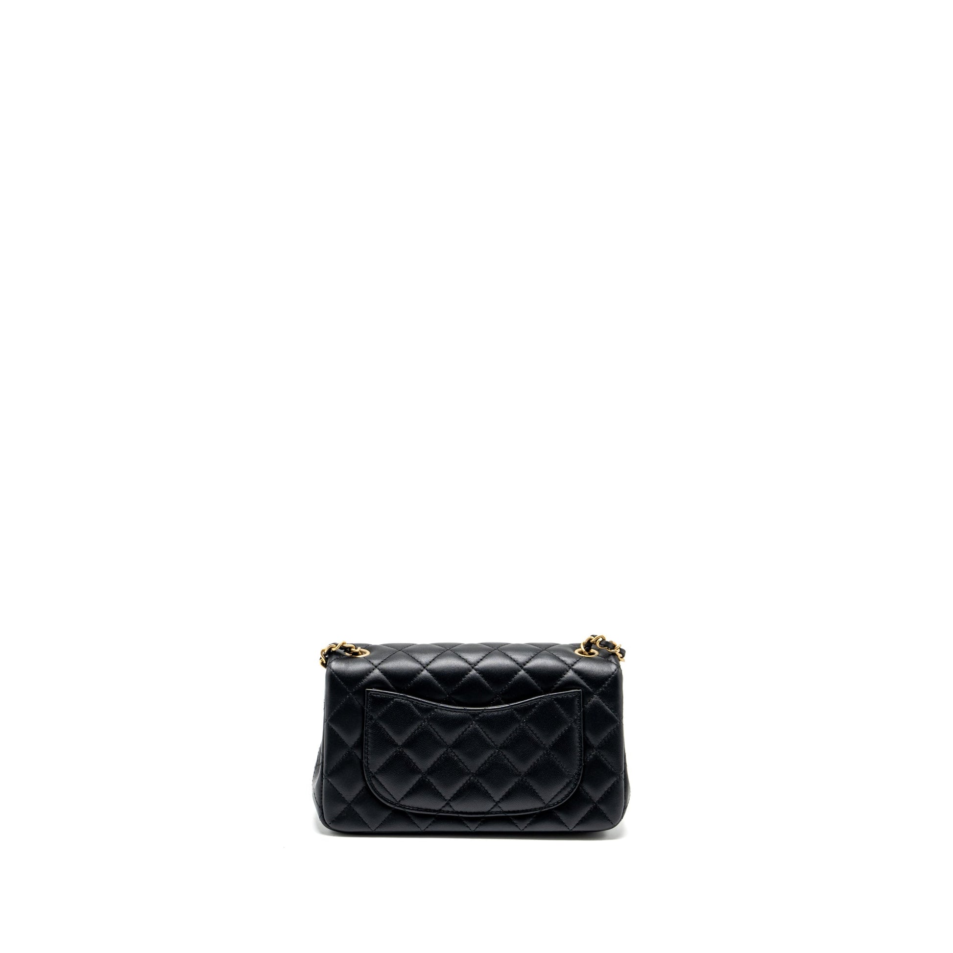Chanel Pearl Crush Rectangular Flap Lambskin GHW Black Shoulder Bag Black Ghwmicrochip