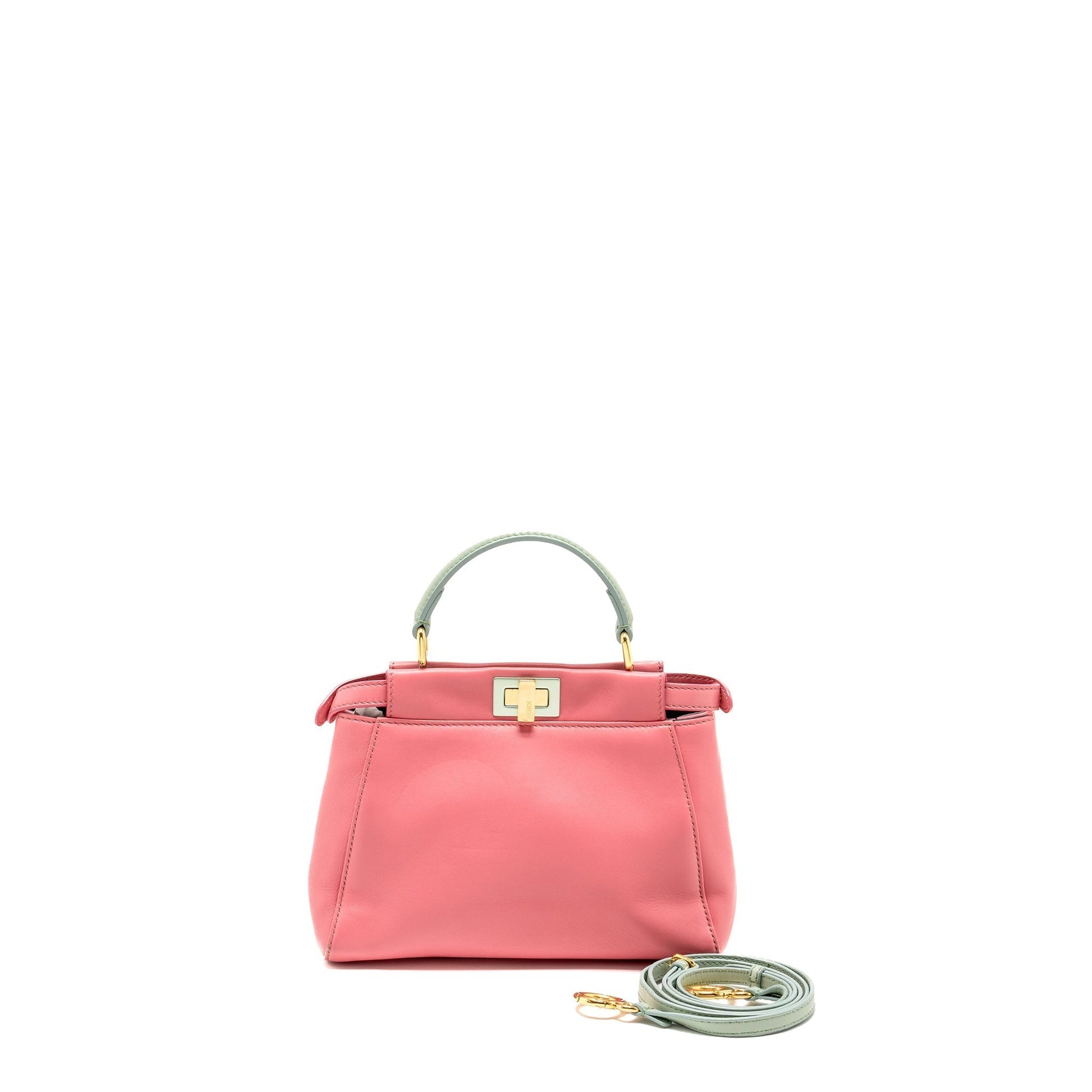 Fendi Colourblock Peekaboo Nappa Rosa Fluo Oxigen Slate Handbag Leather Mini Travel Bag