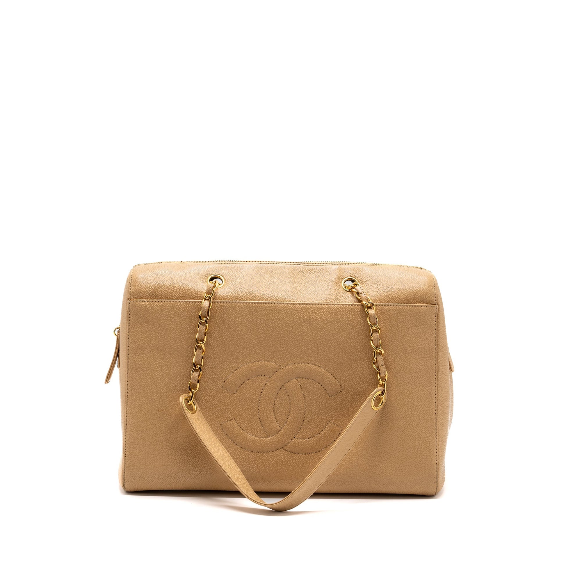 Chanel Caviar GHW Beige Tote Bag
