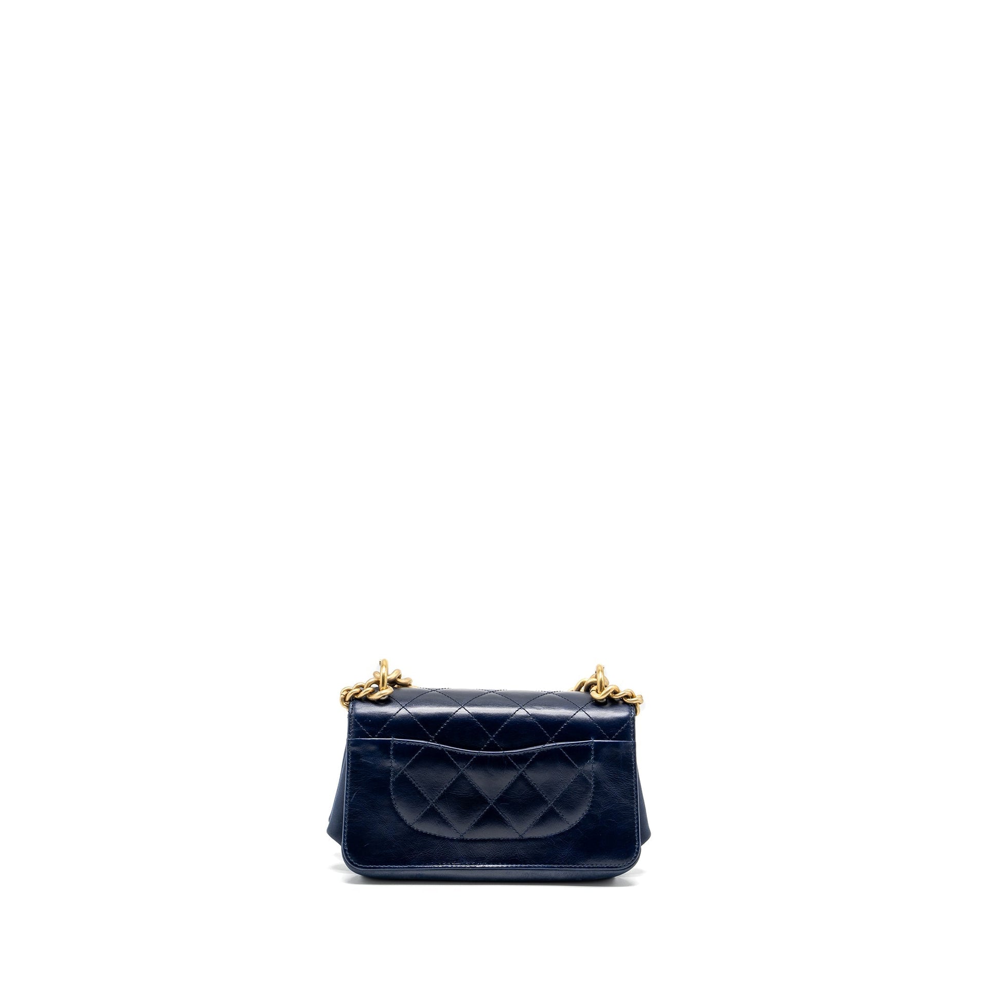 Chanel Quilted flap handle calfskin dark GHW Blue Shoulder Bag