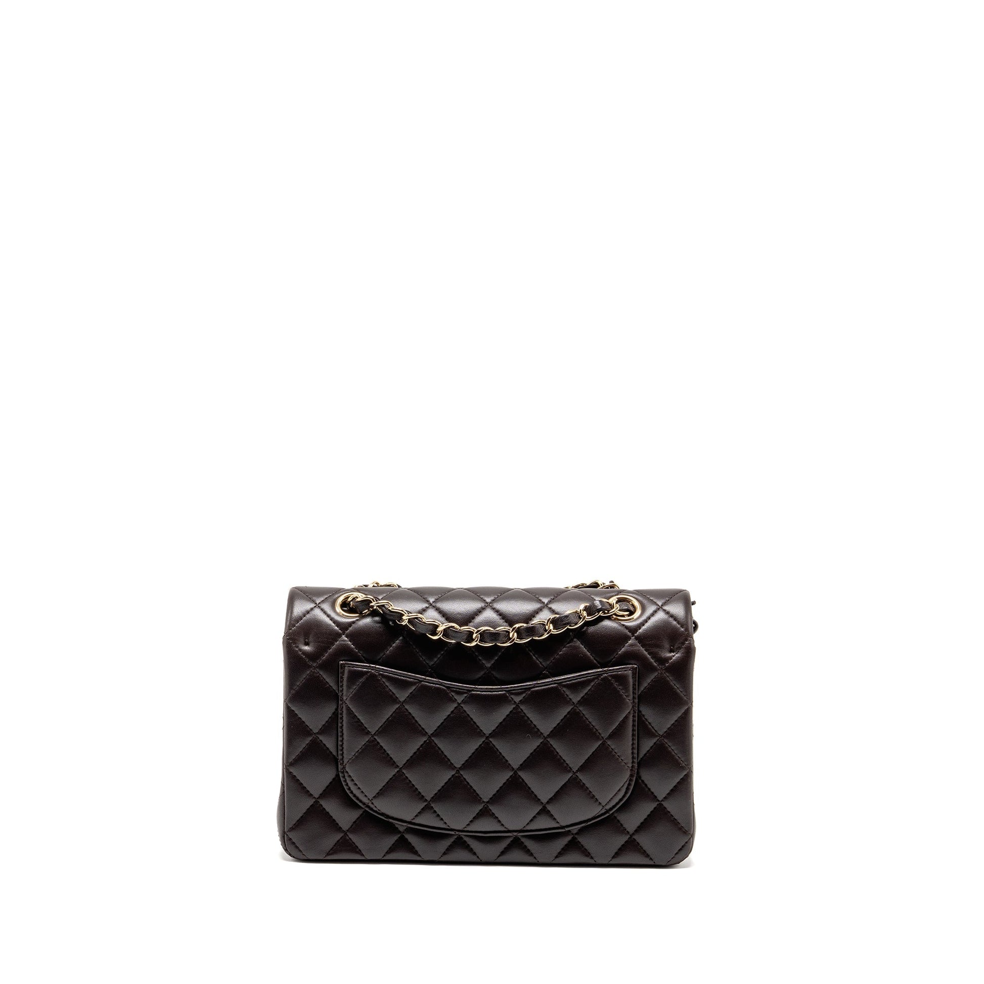 Chanel Classic Double Flap Lambskin Dark LGHW Brown Small Shoulder Bag