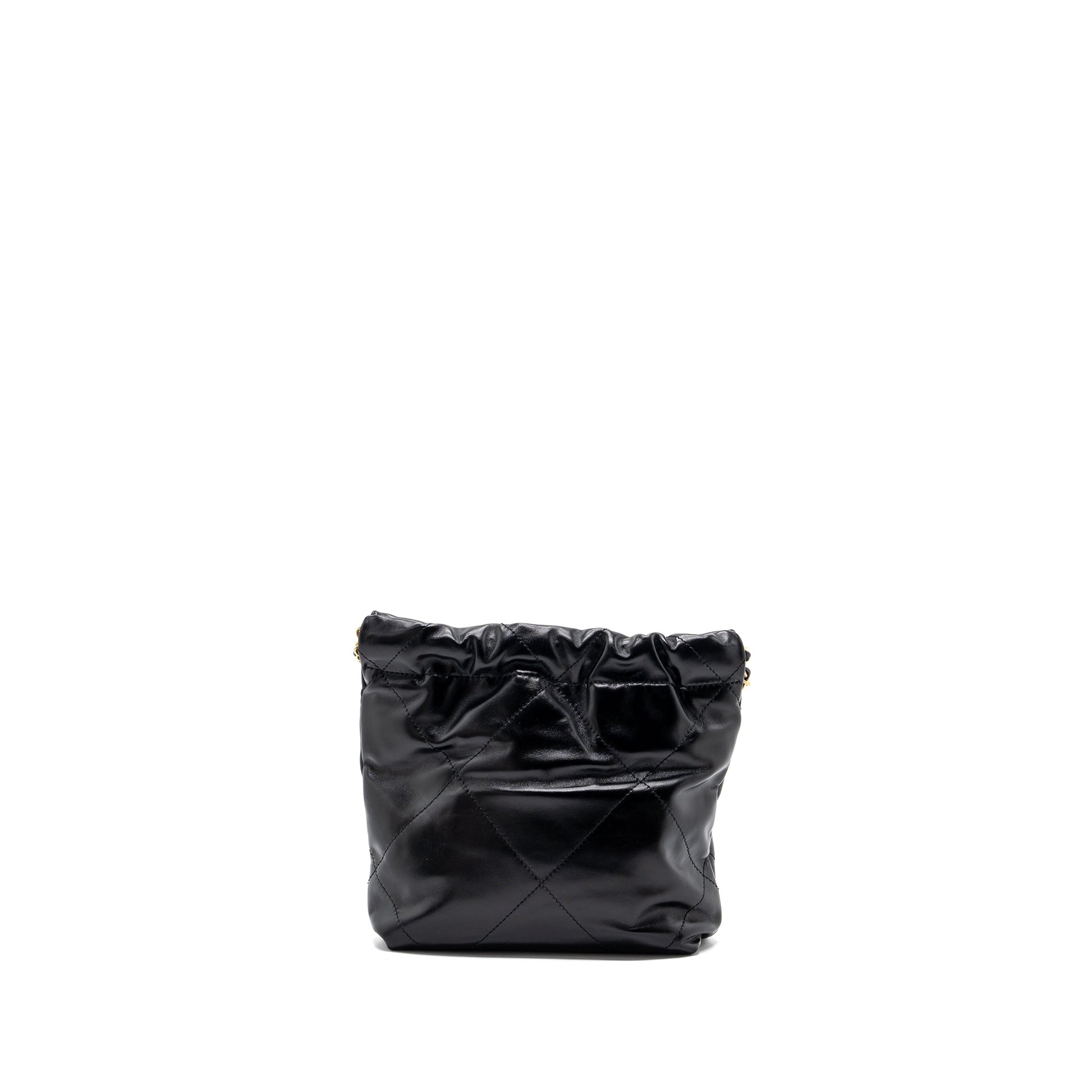 Chanel 22 Shiny Calfskin GHW Microchip Black Mini Bag Black Ghwmicrochip