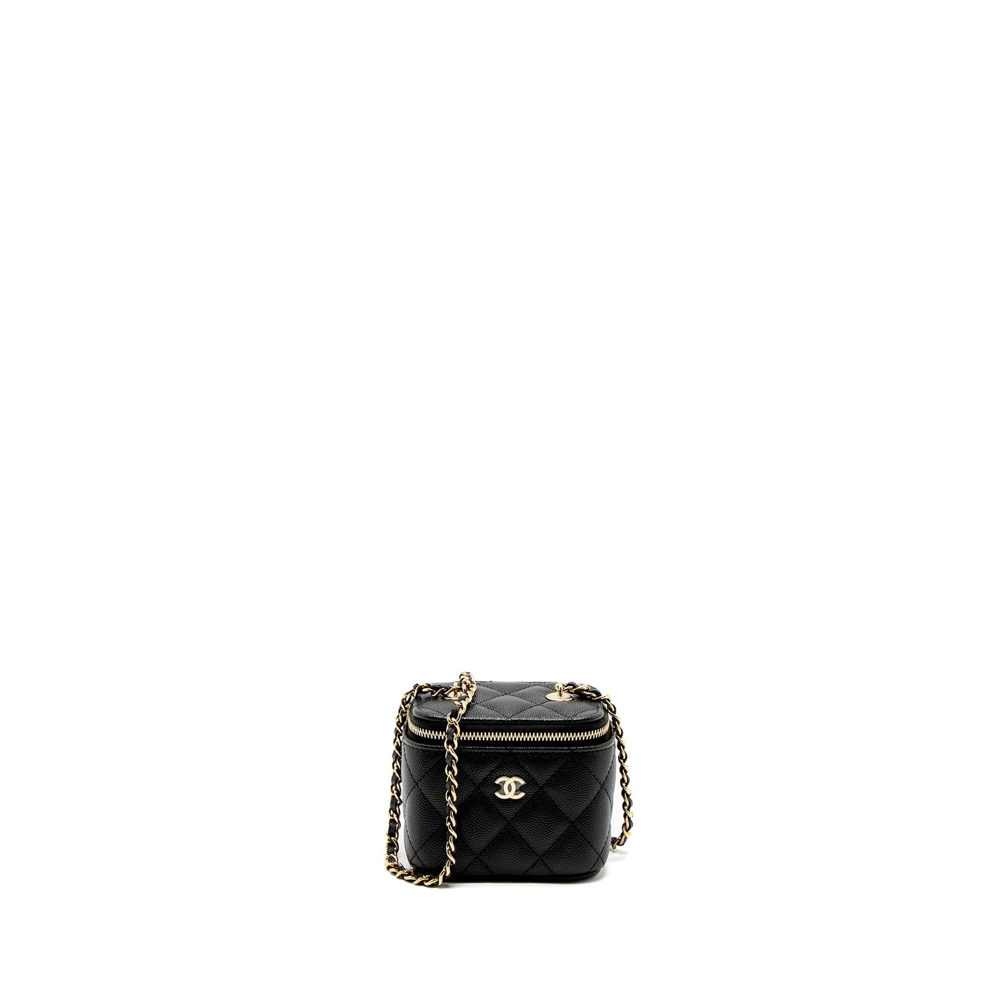 Chanel Vanity Caviar LGHW Microchip Black Mini Bag