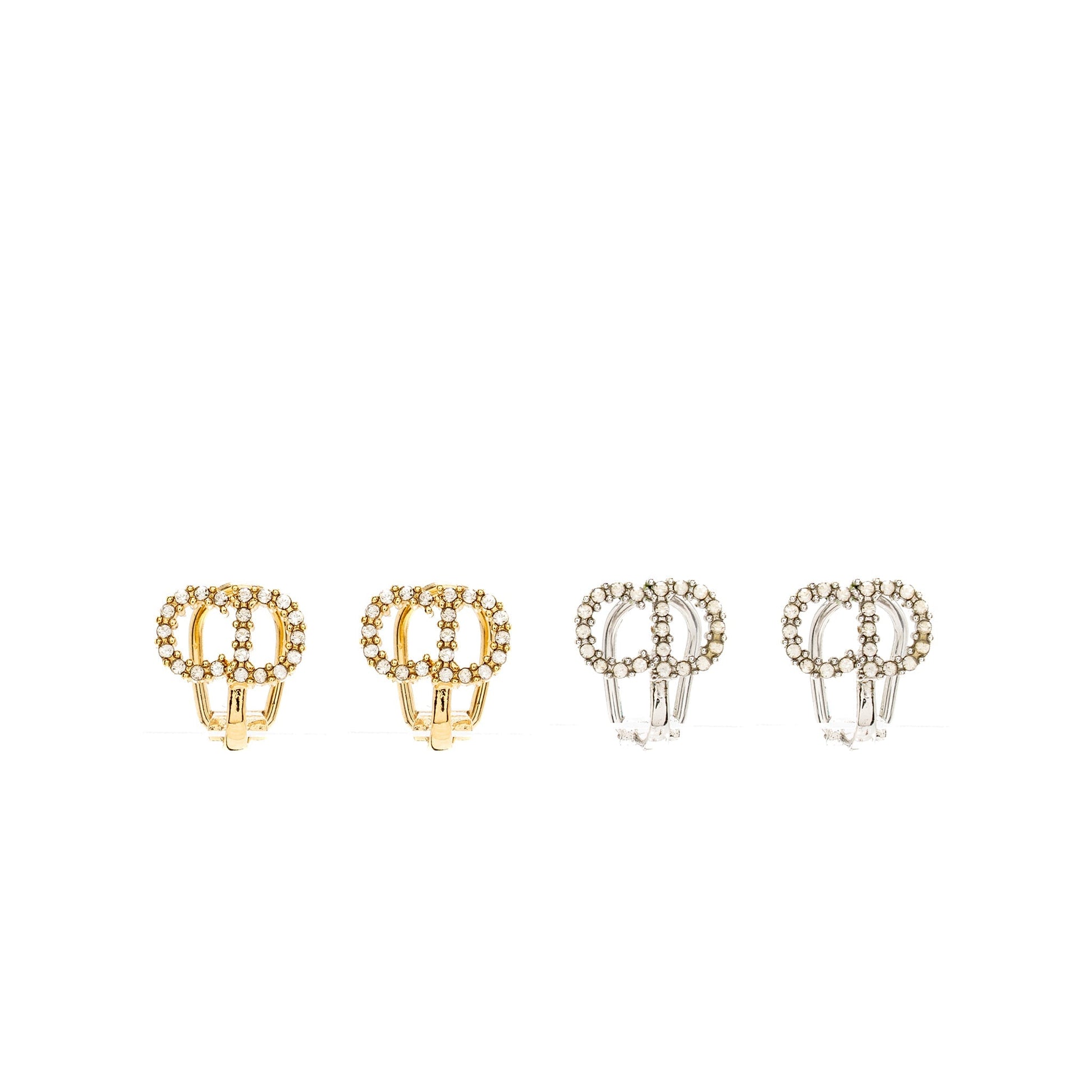 Dior Crystal Ear Clips Tone (Sell In A Gold Silver Travel Bag
