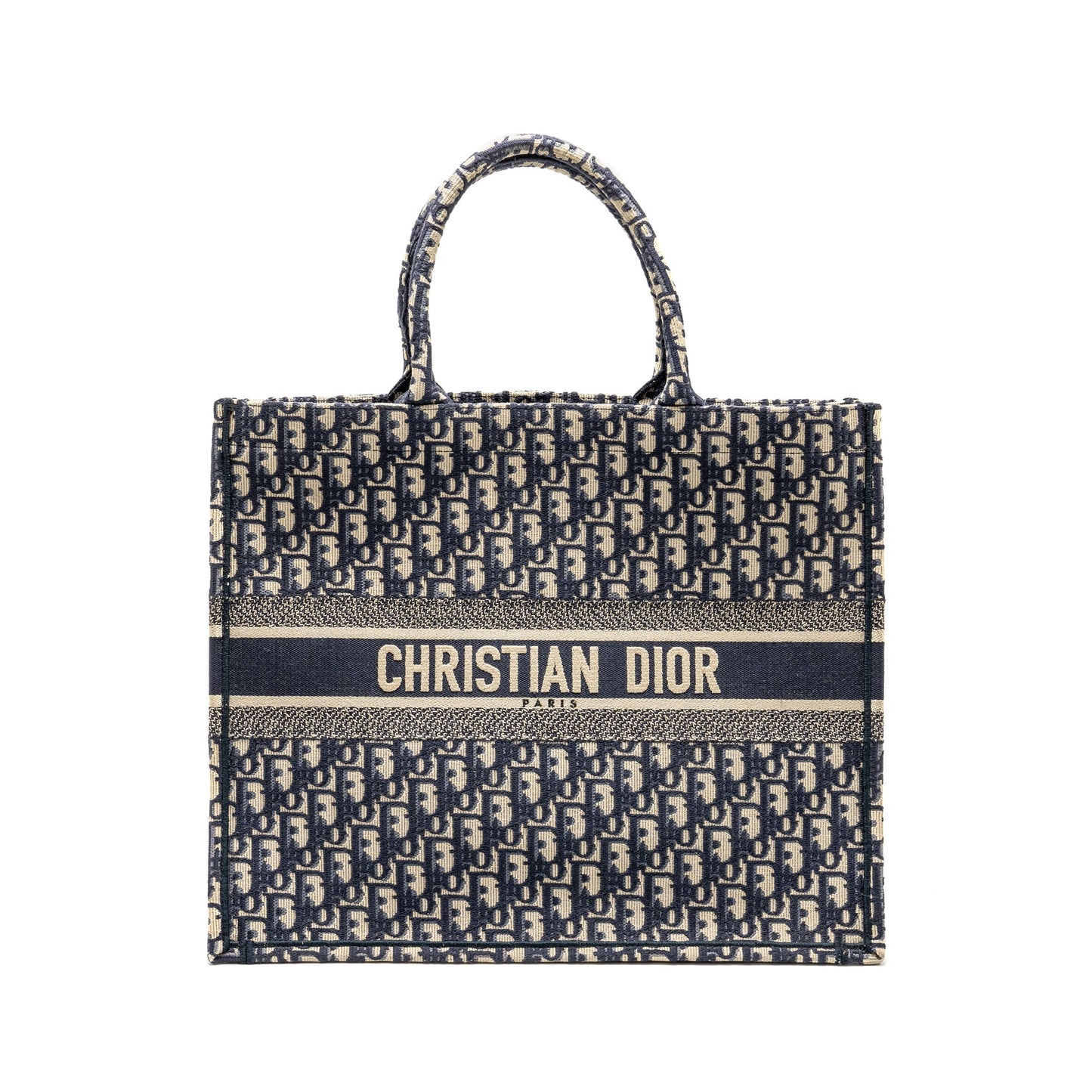 Dior Book Tote Oblique Handbag Canvas Blue Tote Bag