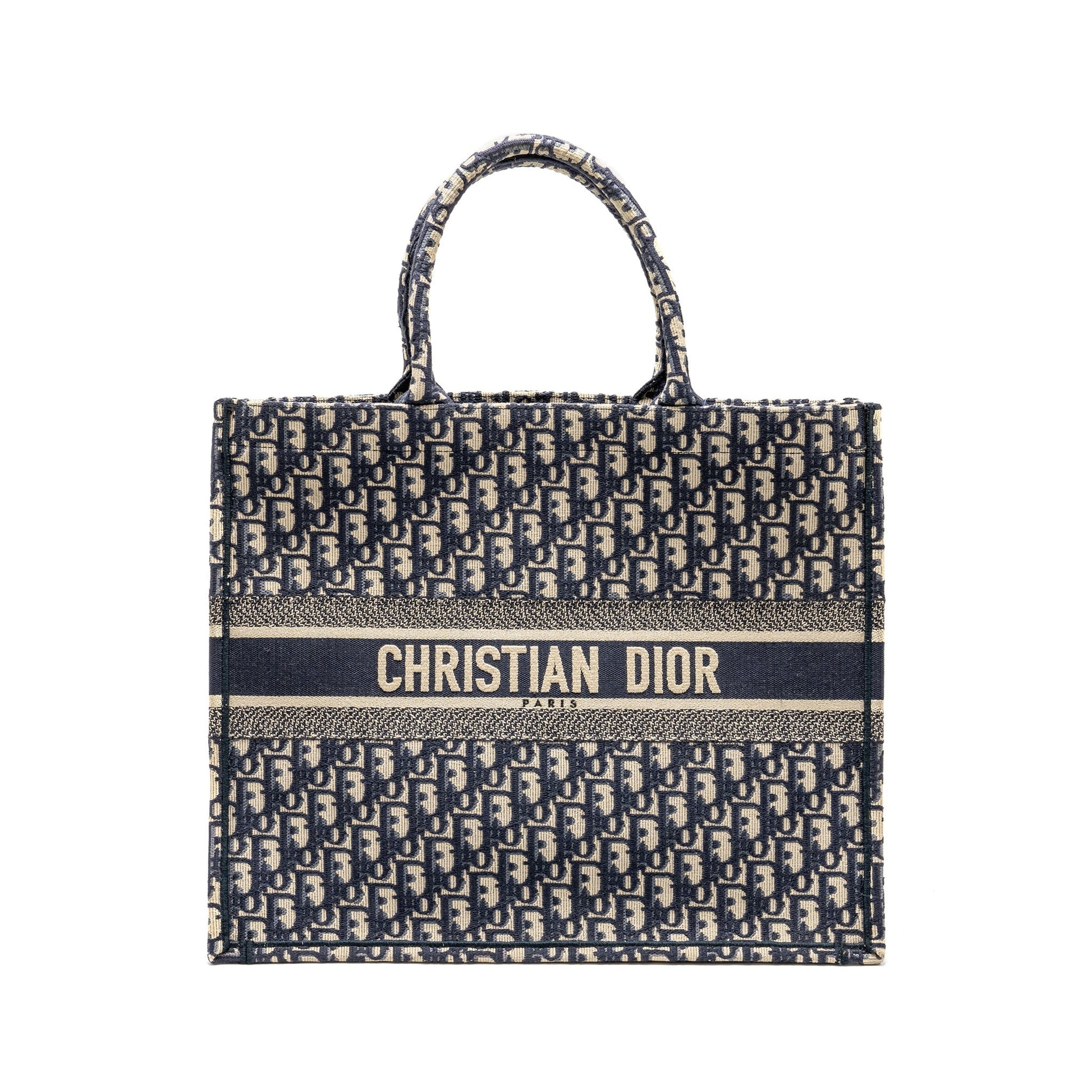 Dior Book Tote Oblique Handbag Canvas Blue Tote Bag