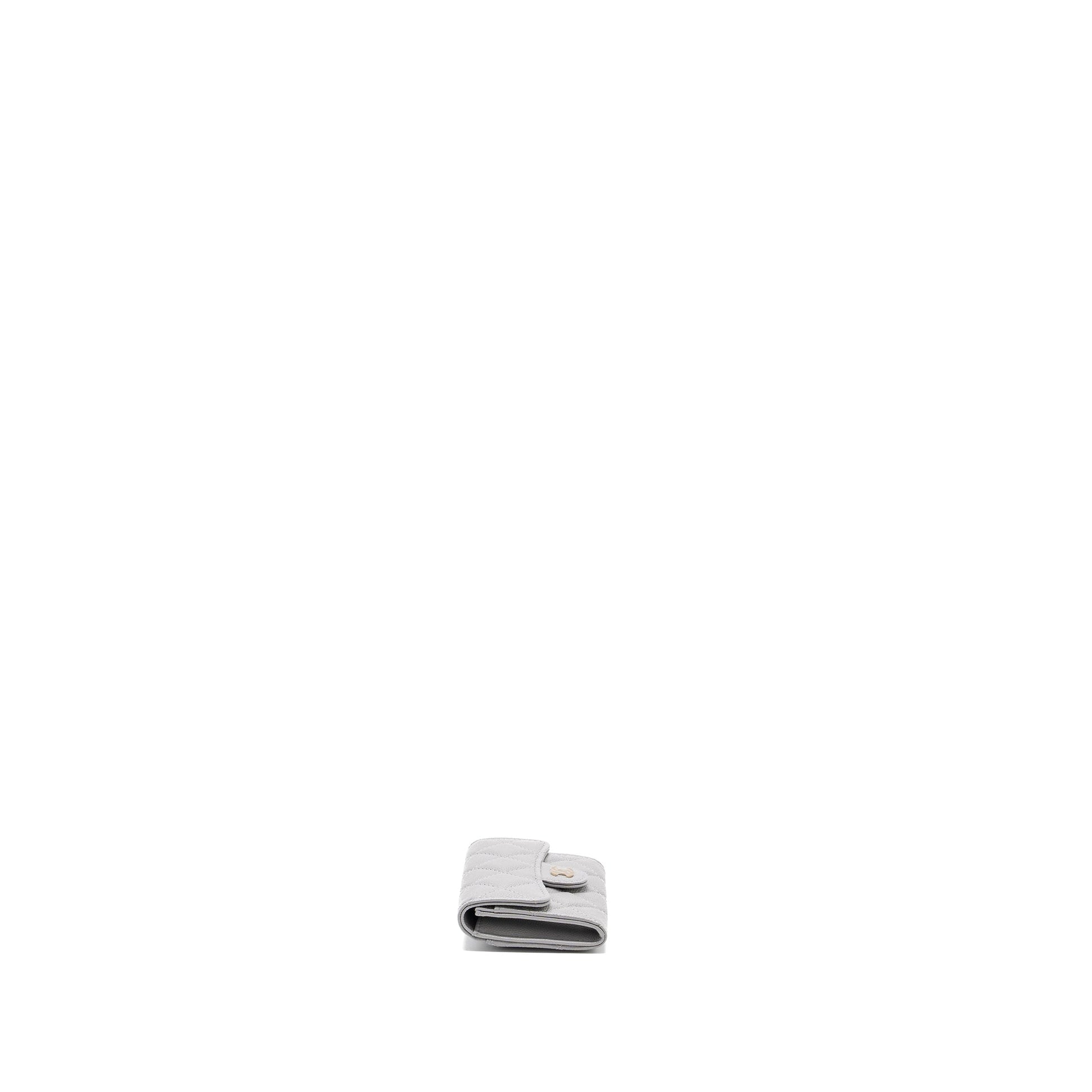 Chanel Classic Flap Card Holder Caviar Light Grey Wallet Case