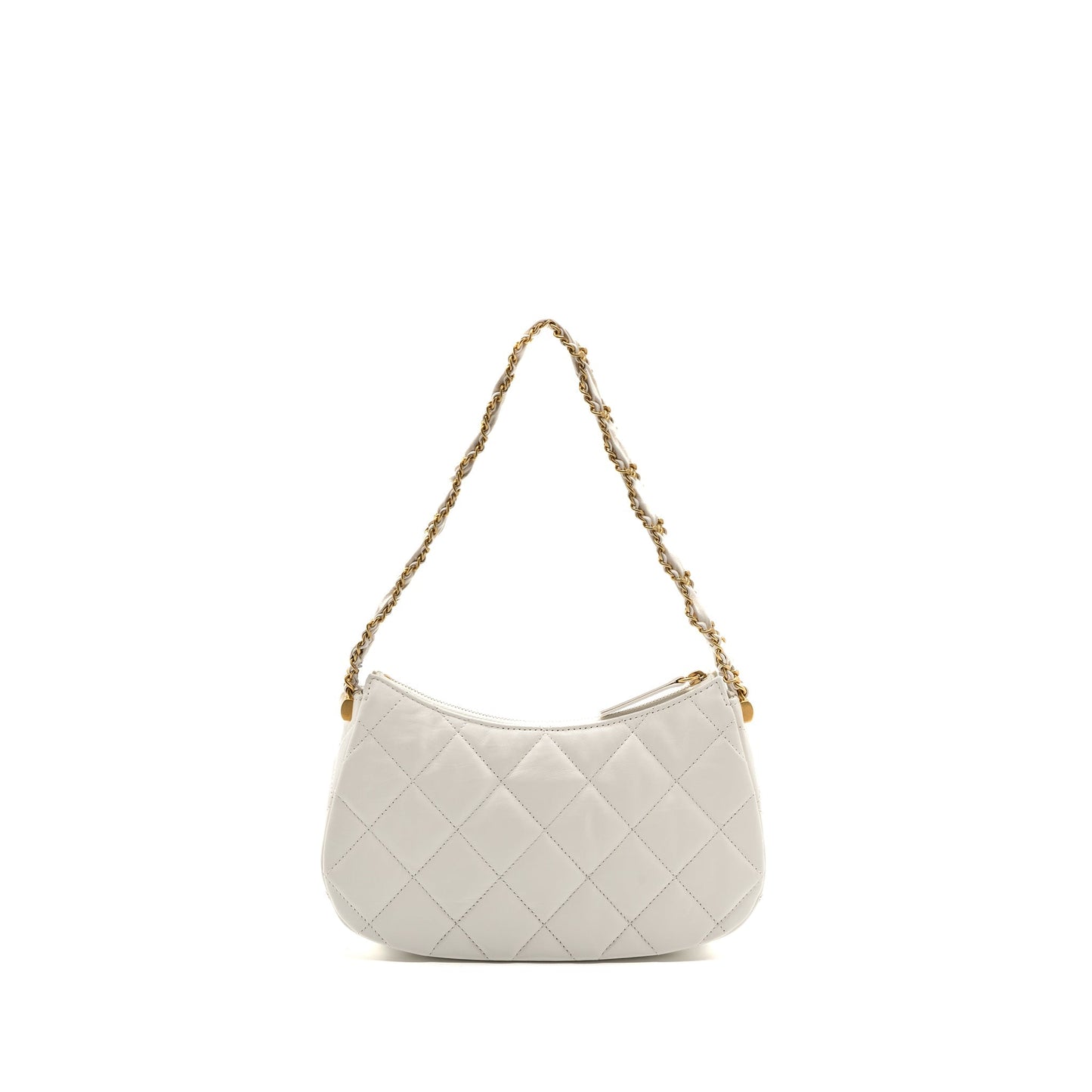 Chanel 23k Hobo Calfskin GHW microchip White Shoulder Bag Microchip 1