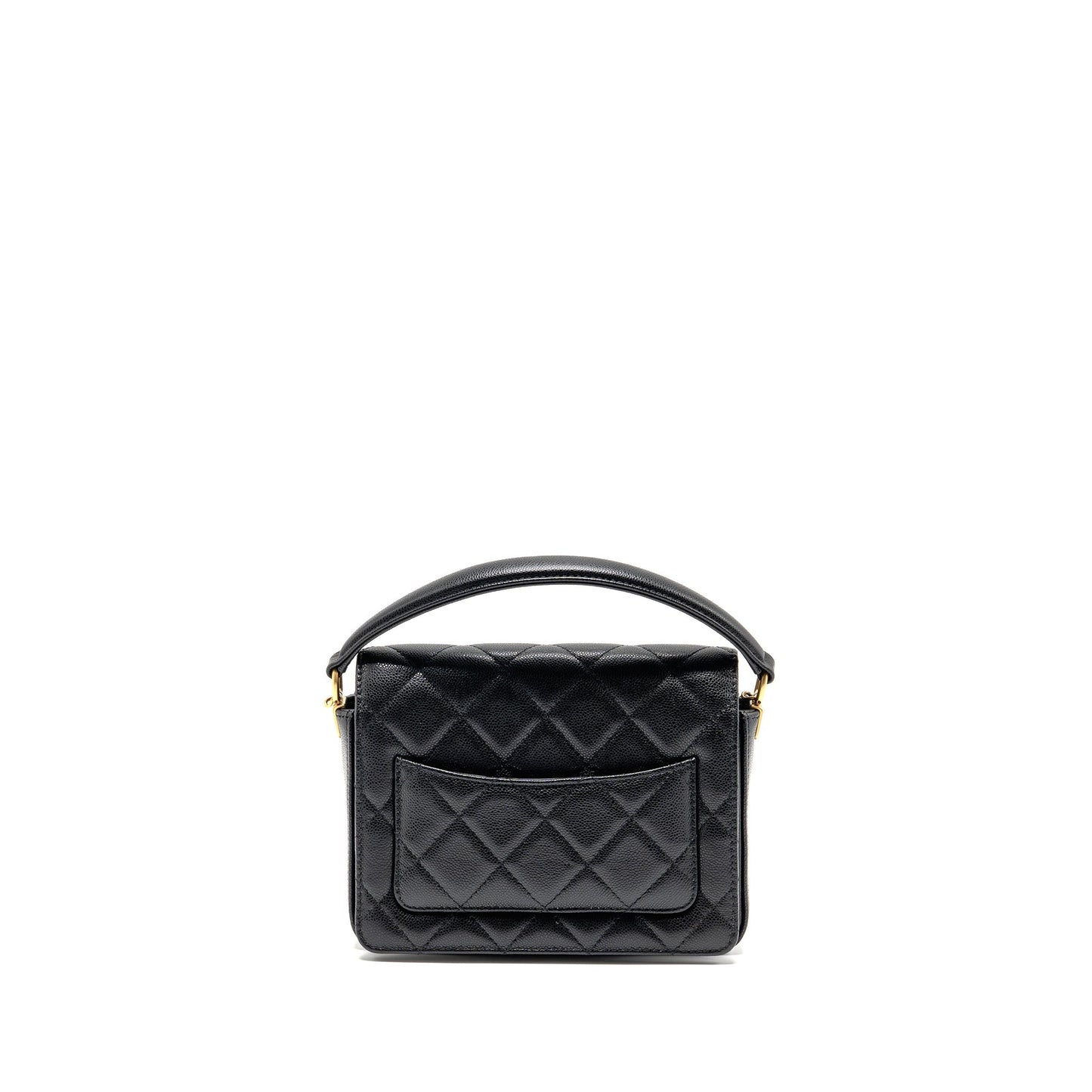 Chanel 24k Top Handle Messenger Removable Caviar Black Messenger Bag