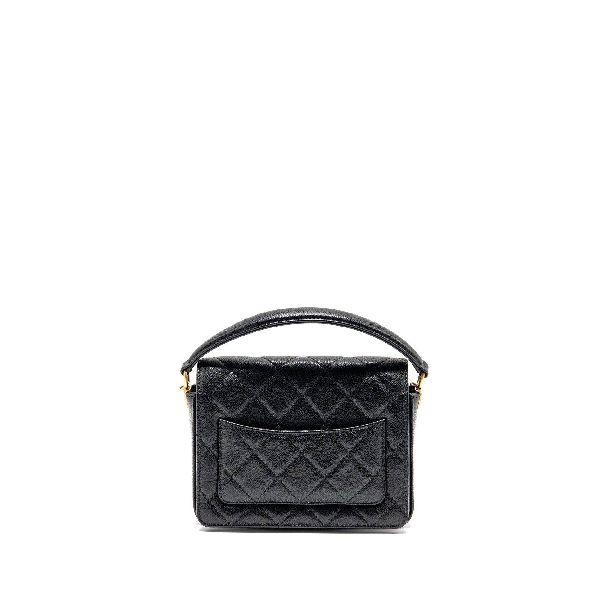 Chanel 24k Top Handle Messenger Removable Caviar Black Messenger Bag