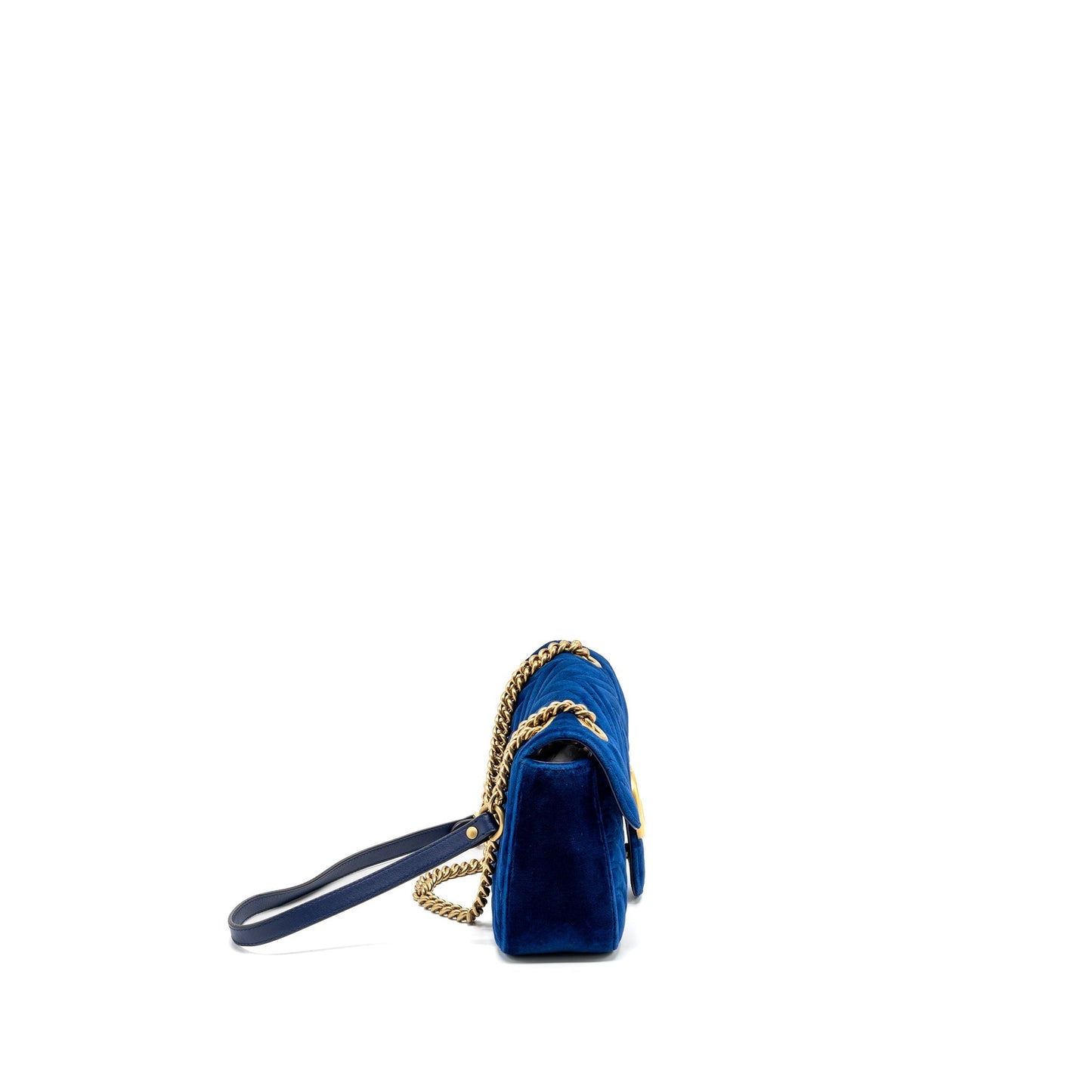 Gucci Marmont Shoulder Bag Velvet Blue Small