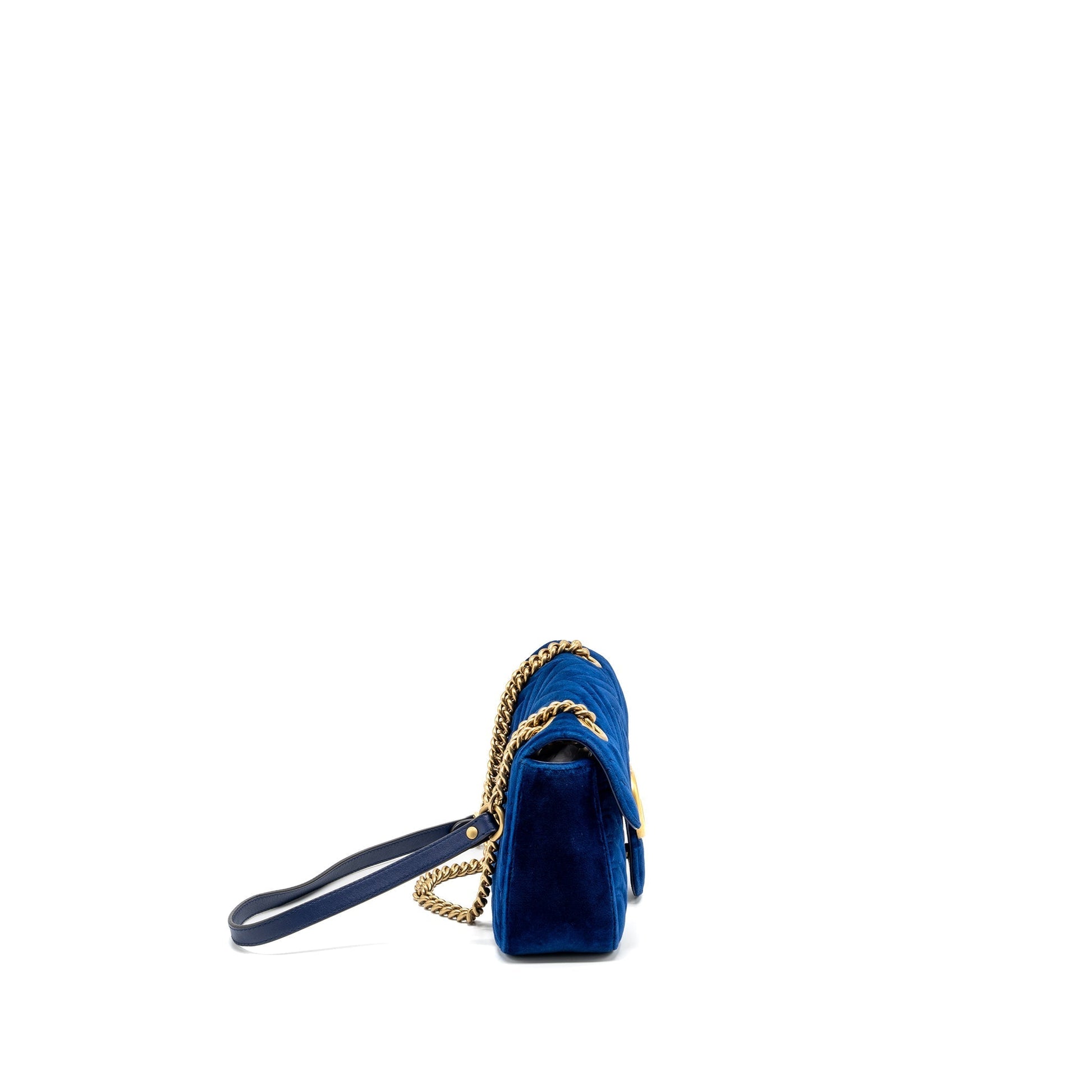 Gucci Marmont Shoulder Bag Velvet Blue Small