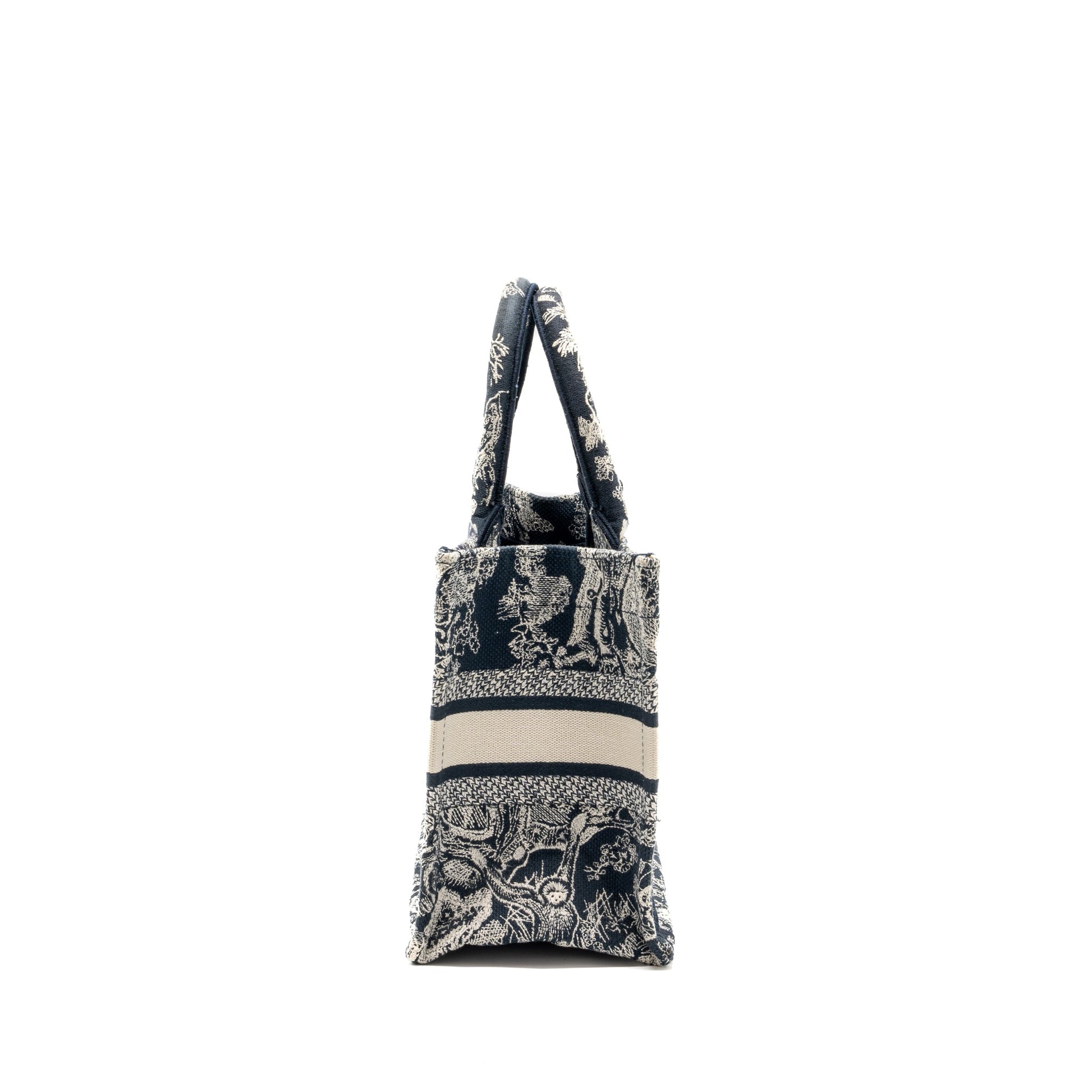 Dior Book Tote Toile De Jouy Embroidery Handbag Blue Small Tote Bag