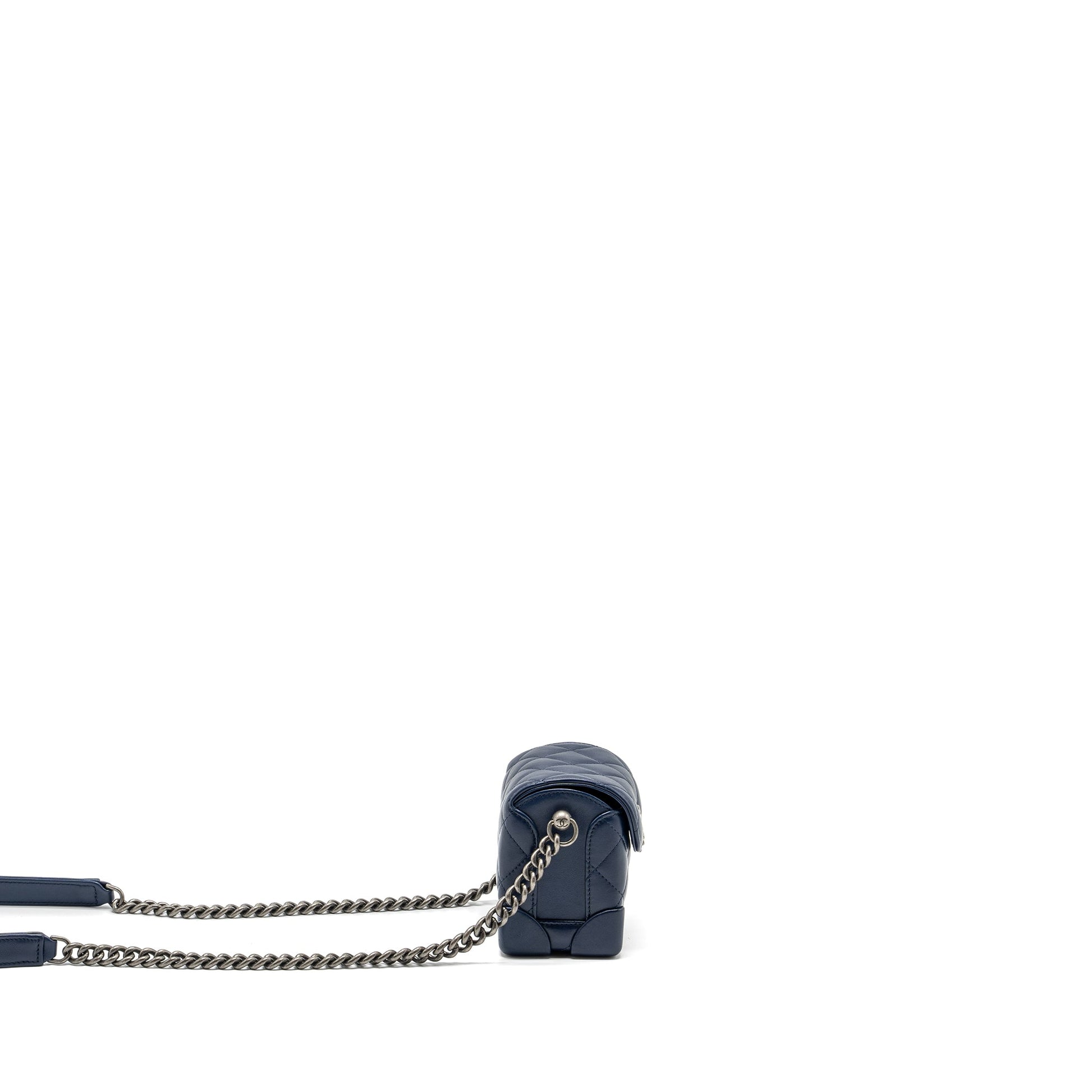 Chanel 20C trunk Flap Calfskin Navy Ruthenium Blue Shoulder Bag