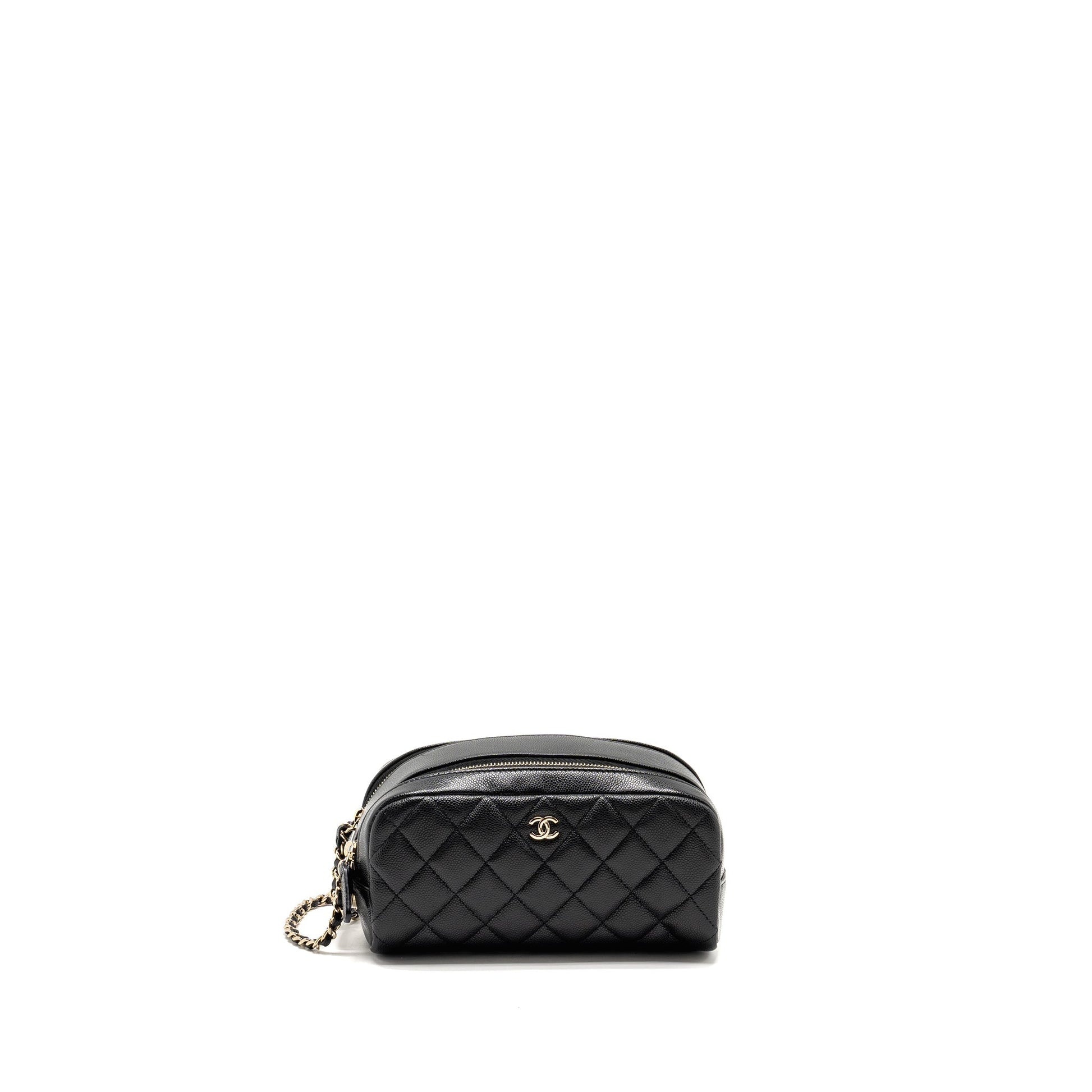 Chanel Double Zip Cosmetic Caviar GHW Microchip Black Handbag