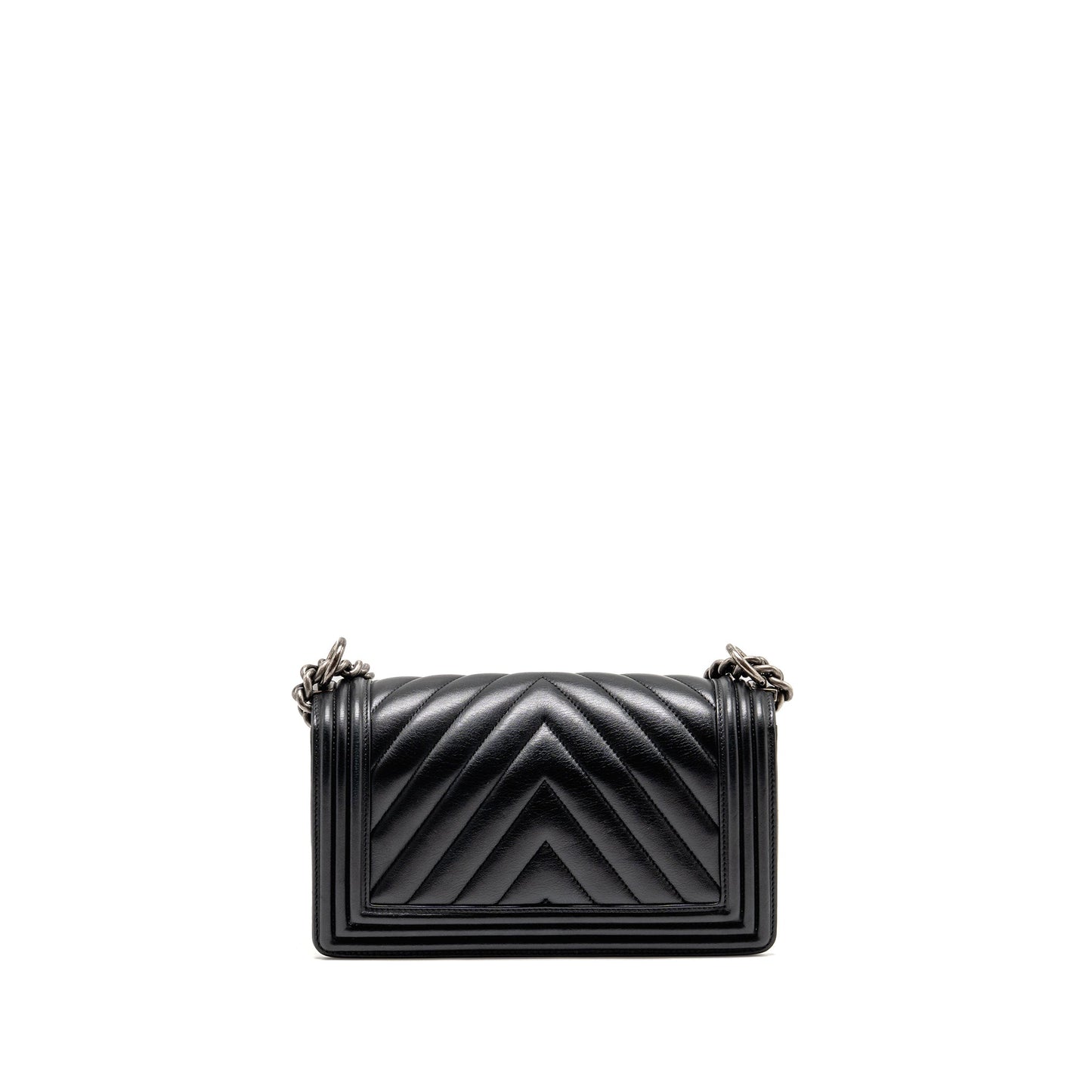 Chanel Chevron Boy calfskin ruthenium SHW Black Handbag