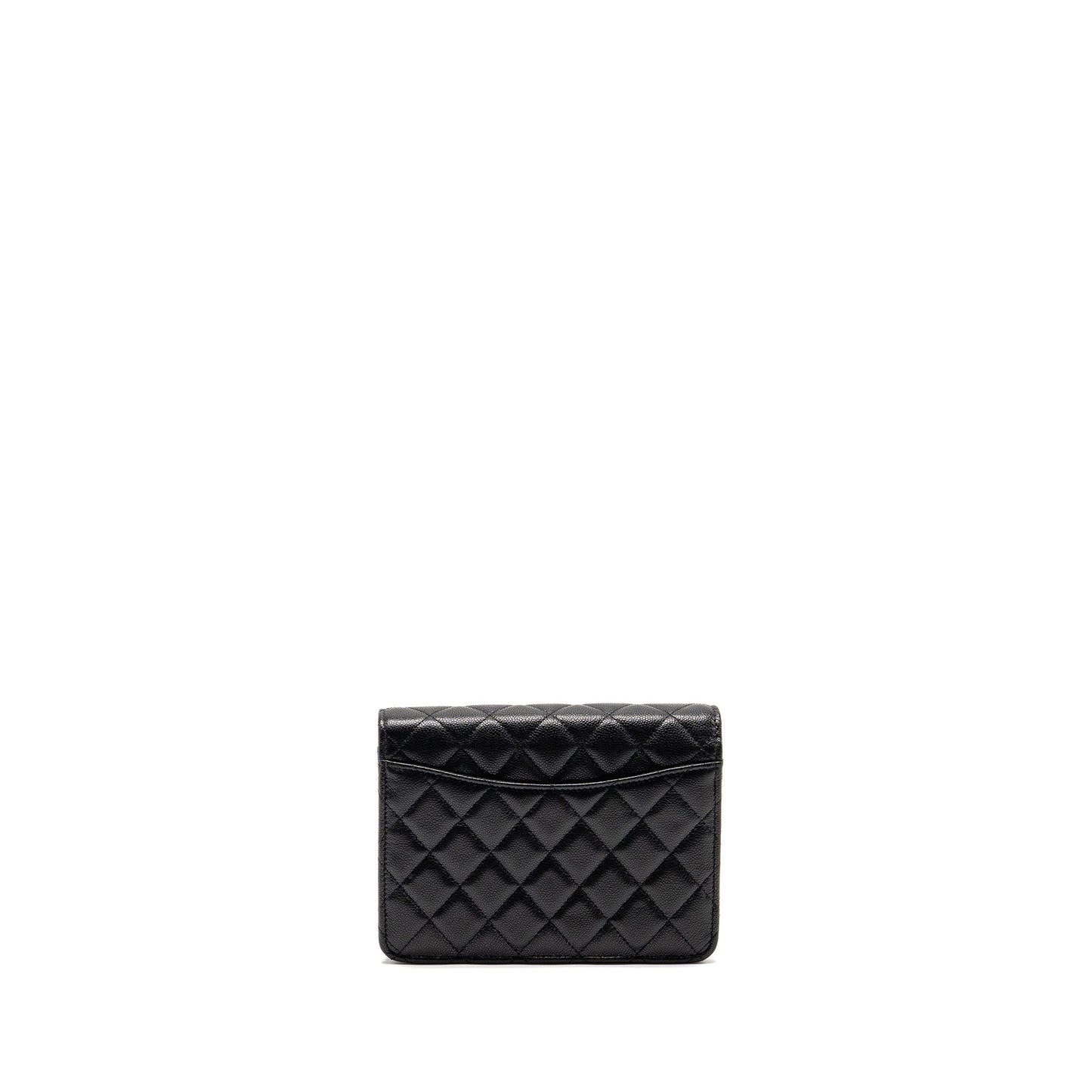 Chanel Square On Caviar LGHW Microchip Black Wallet Case