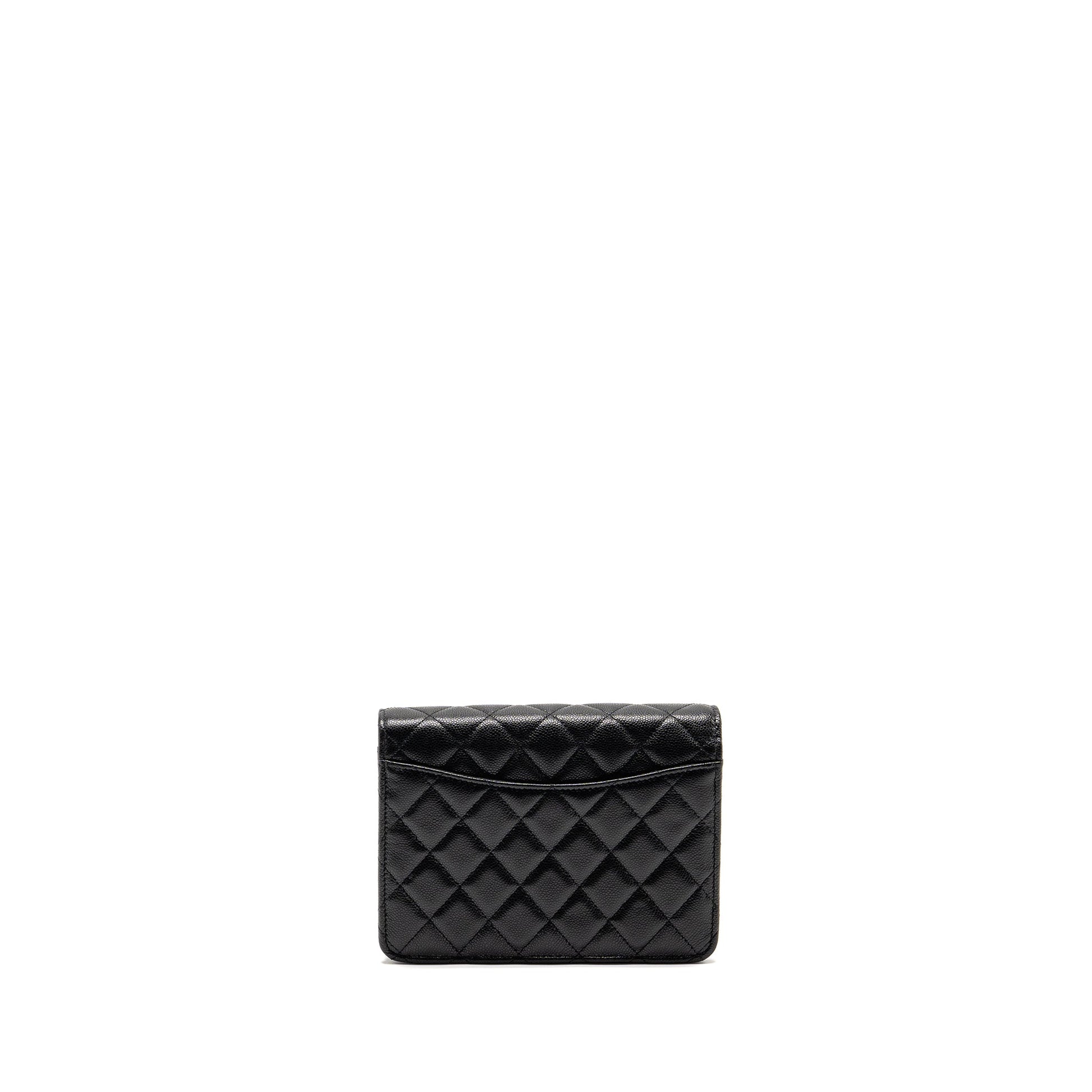 Chanel Square On Caviar LGHW Microchip Black Wallet Case