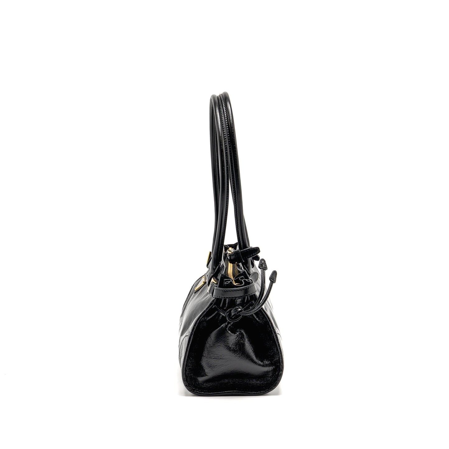 Prada Bonnie Handbag Calfskin Leather Black Travel Bag