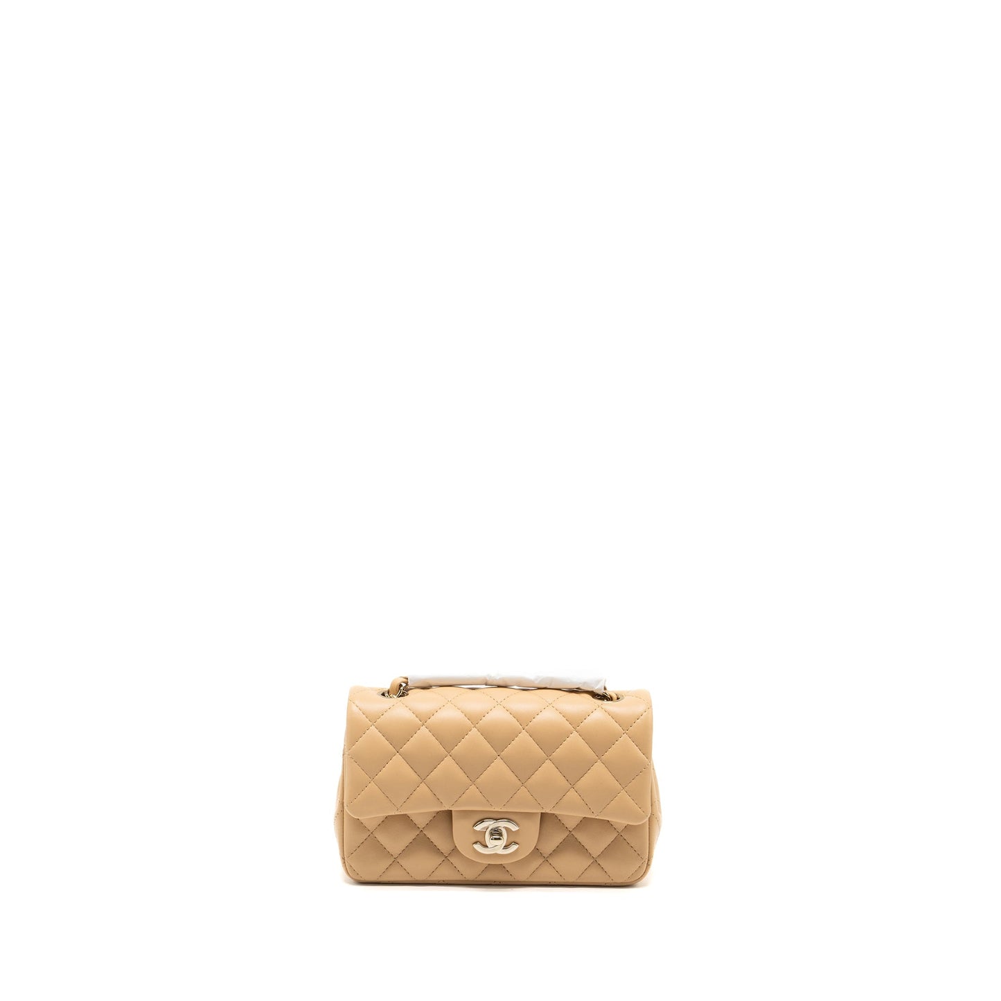 Chanel 22C rectangular flap lambskin LGHW microchip Beige Shoulder Bag