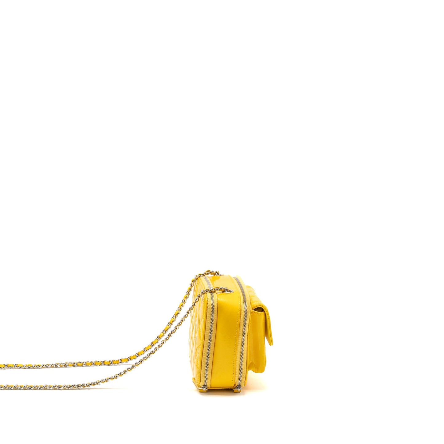 Chanel Pocket Box Camera Patent Yellow SHW Crossbody Bag