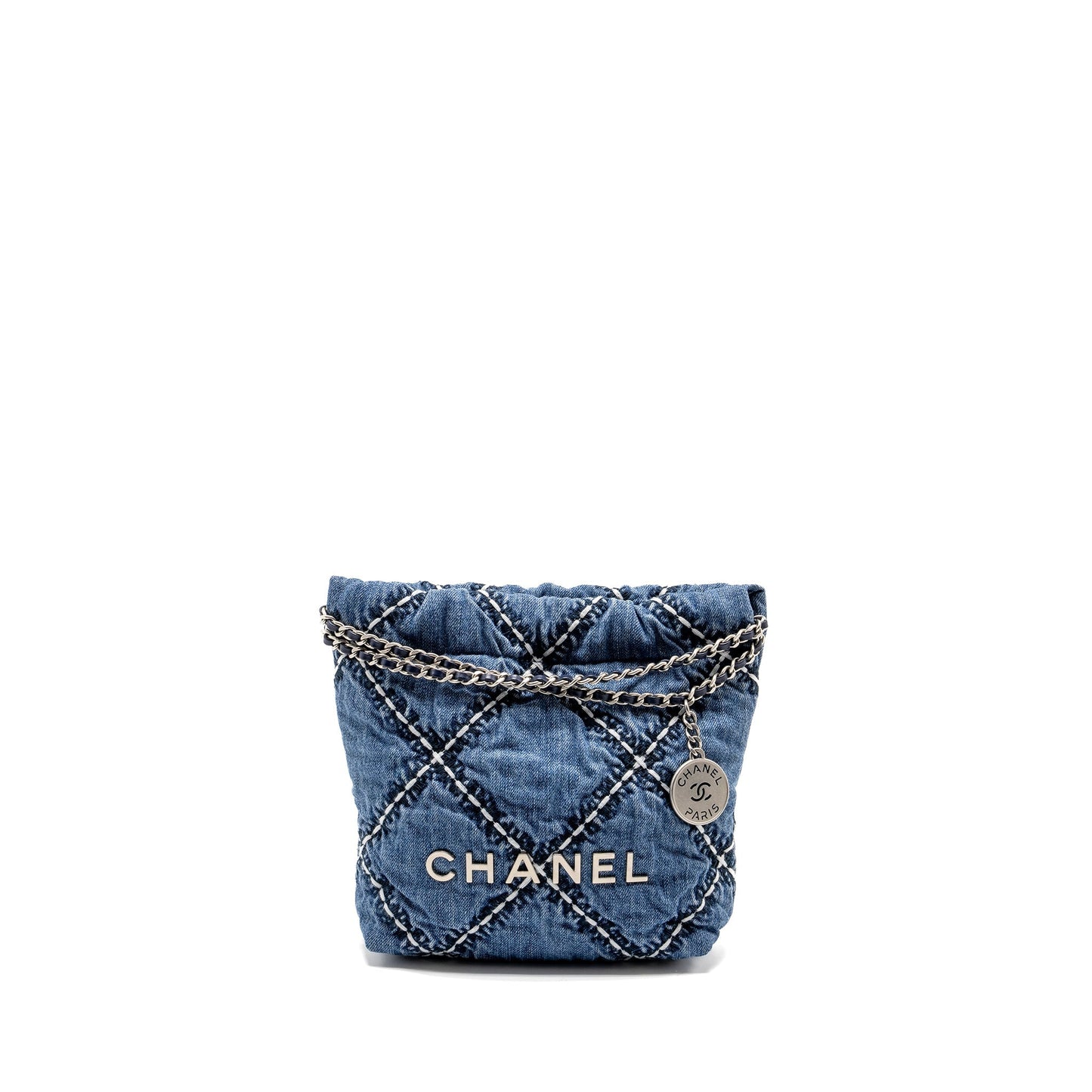 Chanel 22 Denim Light SHW microchip Blue Mini Bag