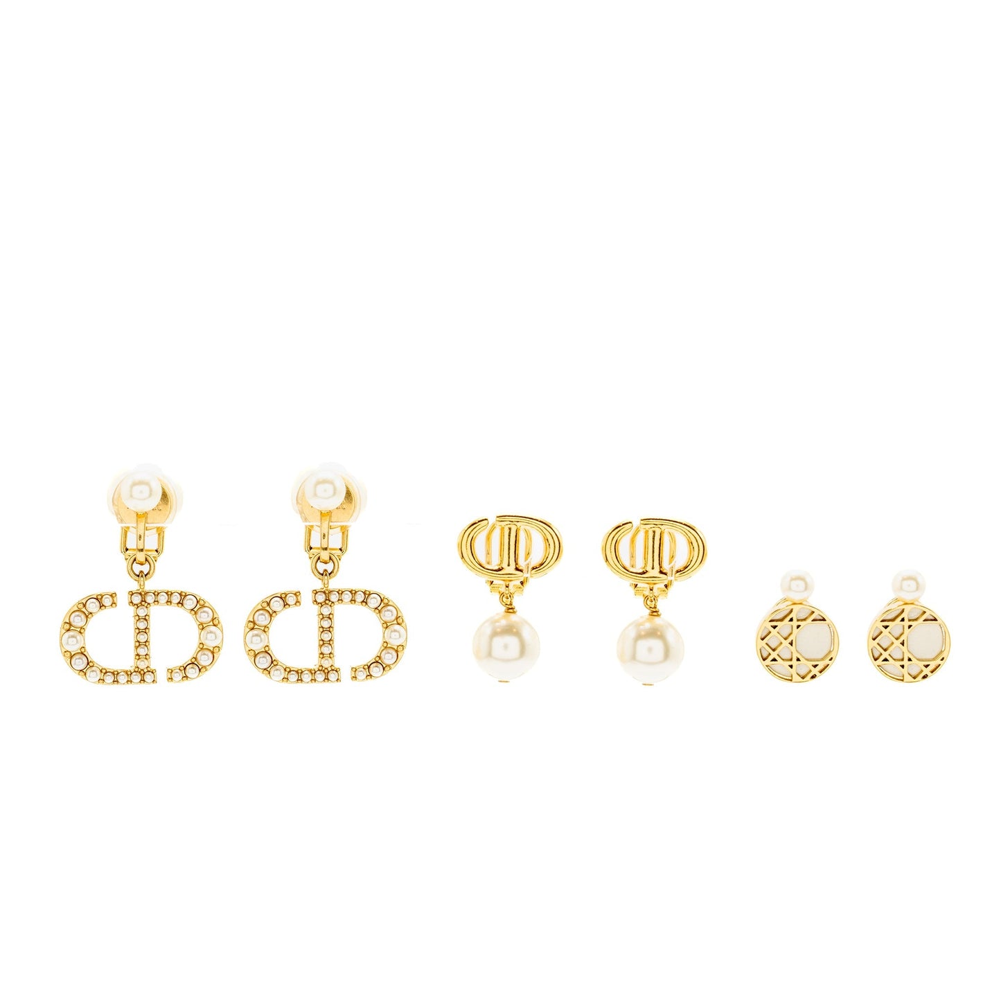 Dior Pearl Dropped Ear Clips Tone (Sell In Gold Travel Bag
