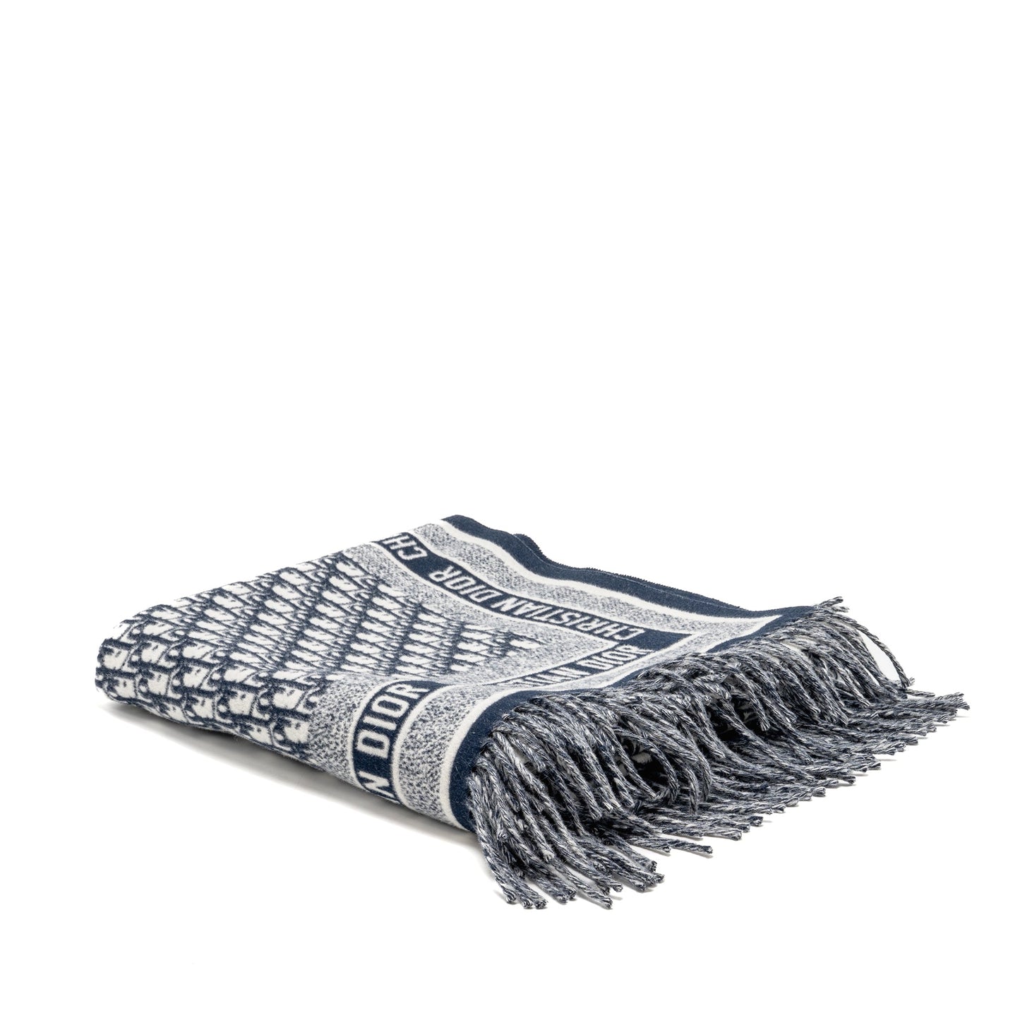 Dior X Cm Oblique Blanket Virgin Wool Angora Blue Travel Bag